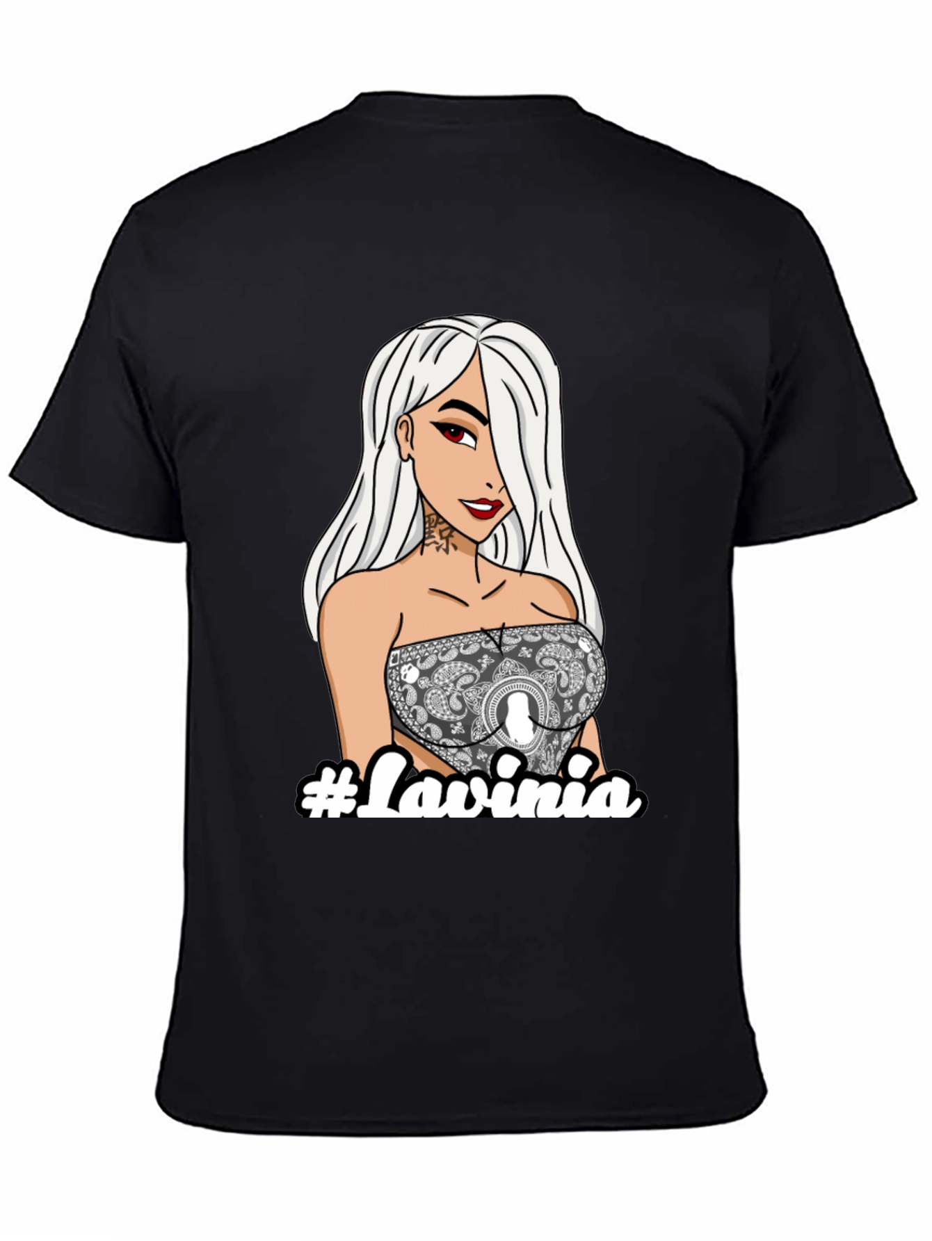 Trendy Graphic Tee - Lavinia Cartoon Girl Black T-Shirt