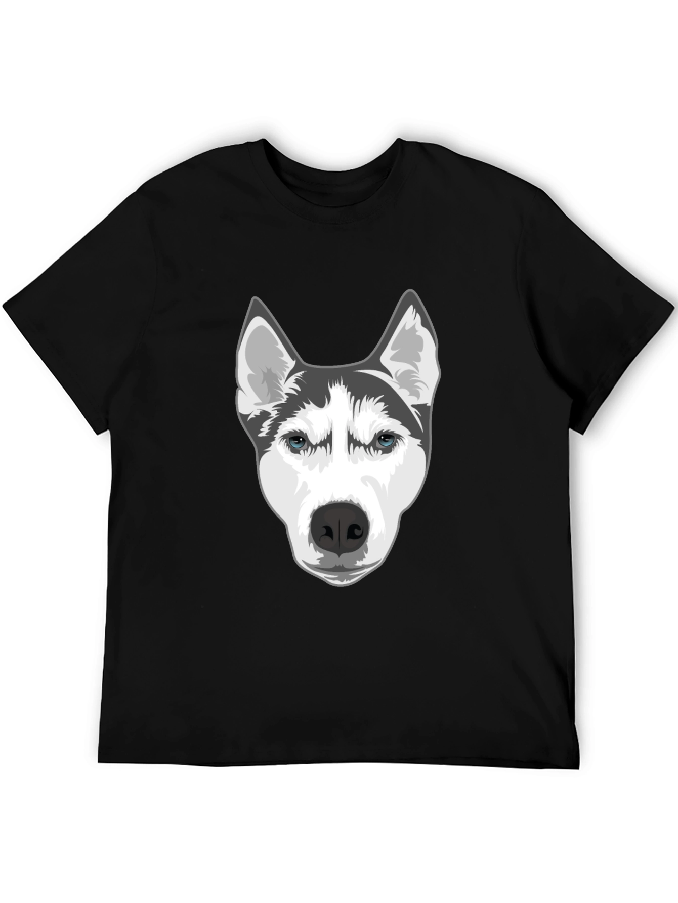 Husky Dog Graphic T-Shirt - Black Cotton Blend Tee