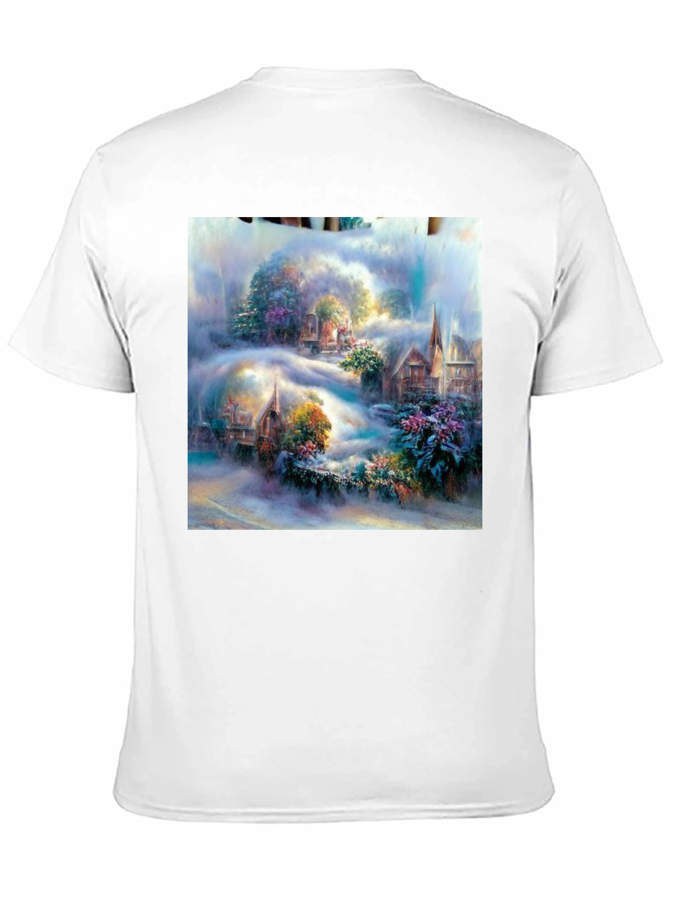 Fantasy Village Art Print Black T-Shirt