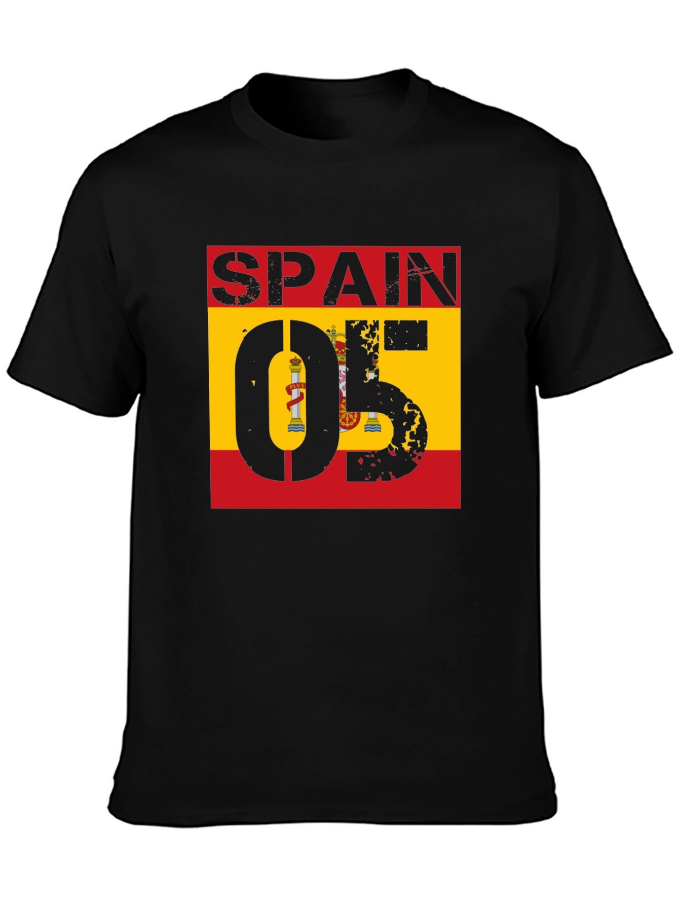 Spain 05 Flag Graphic Tee - Black Cotton Shirt