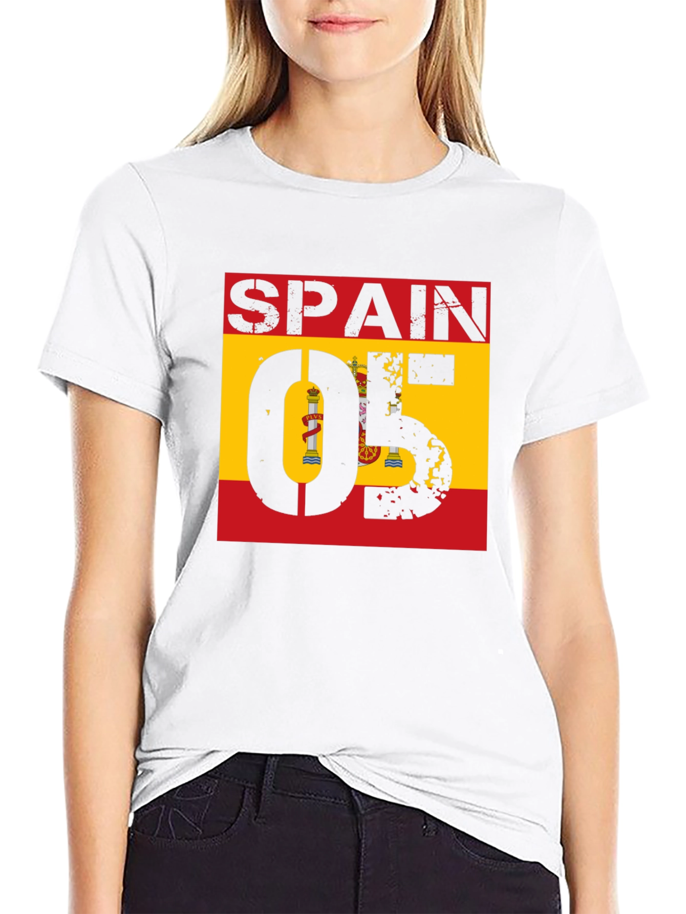 Spain 05 Flag Graphic Tee - Black Cotton Shirt