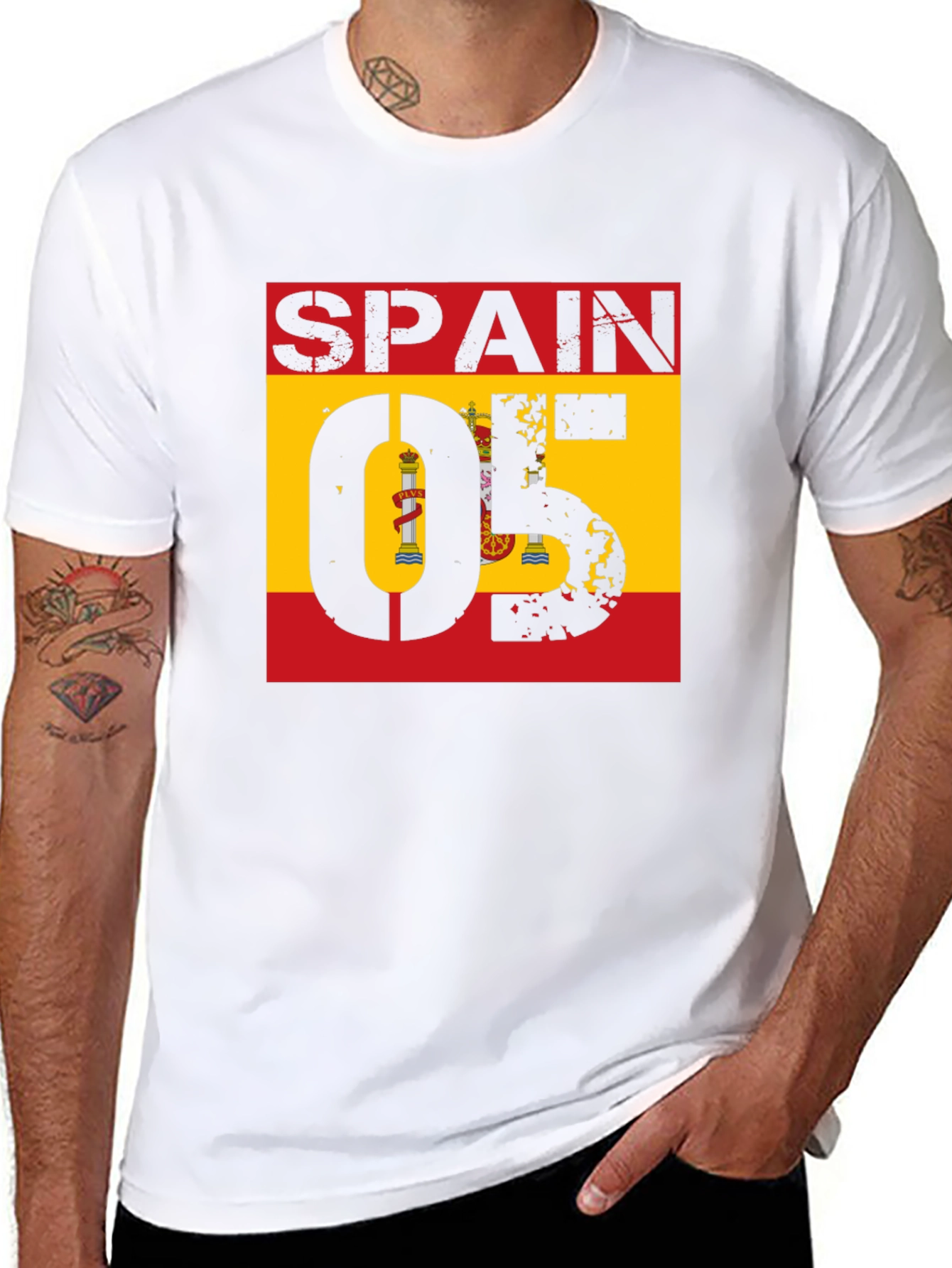 Spain 05 Flag Graphic Tee - Black Cotton Shirt