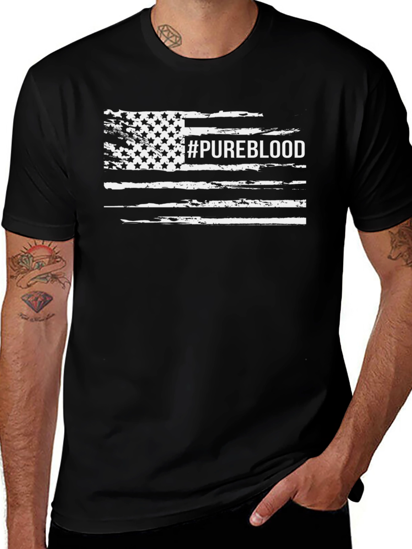 Pureblood American Flag Distressed Tee
