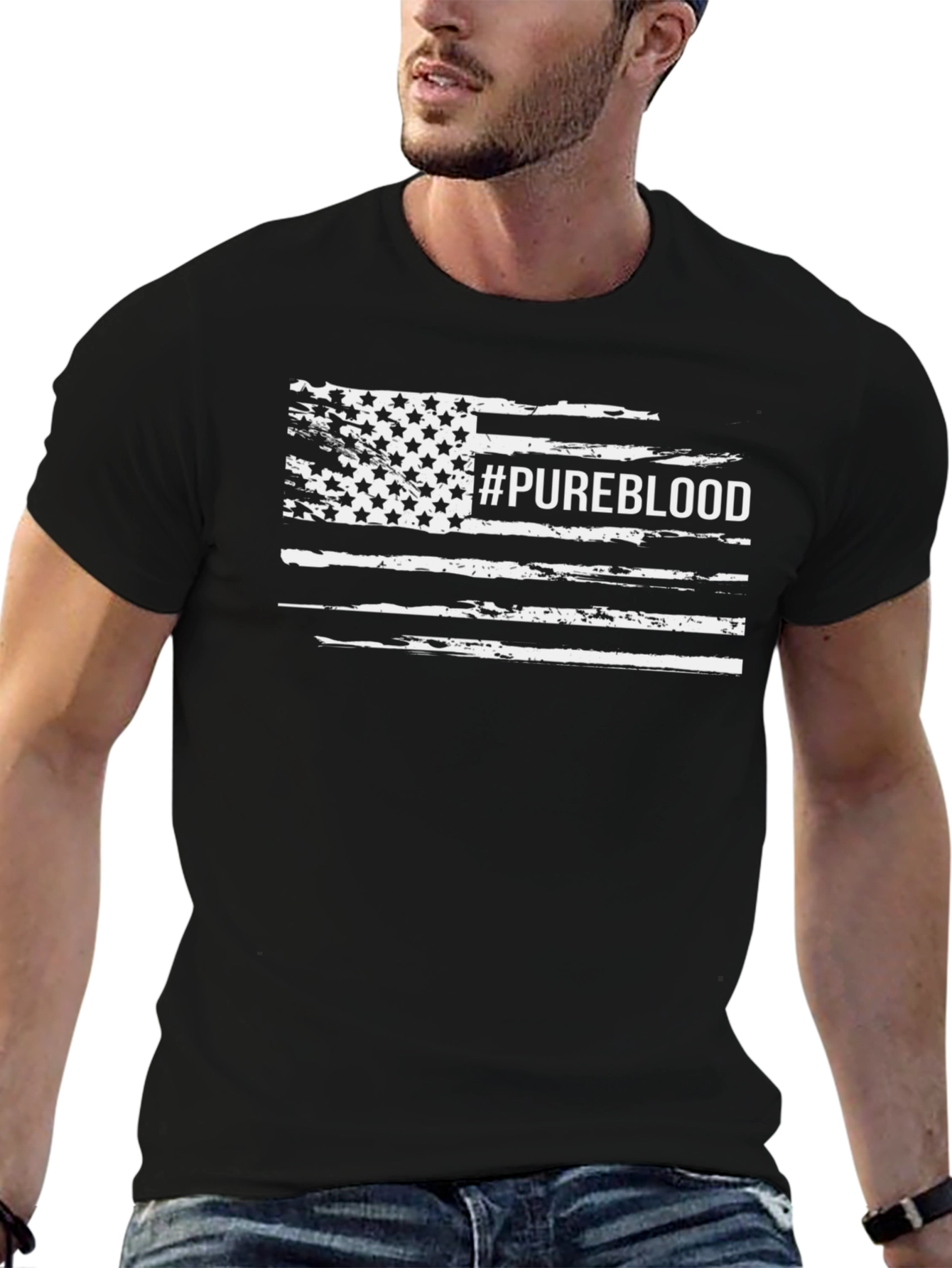 Pureblood American Flag Distressed Tee