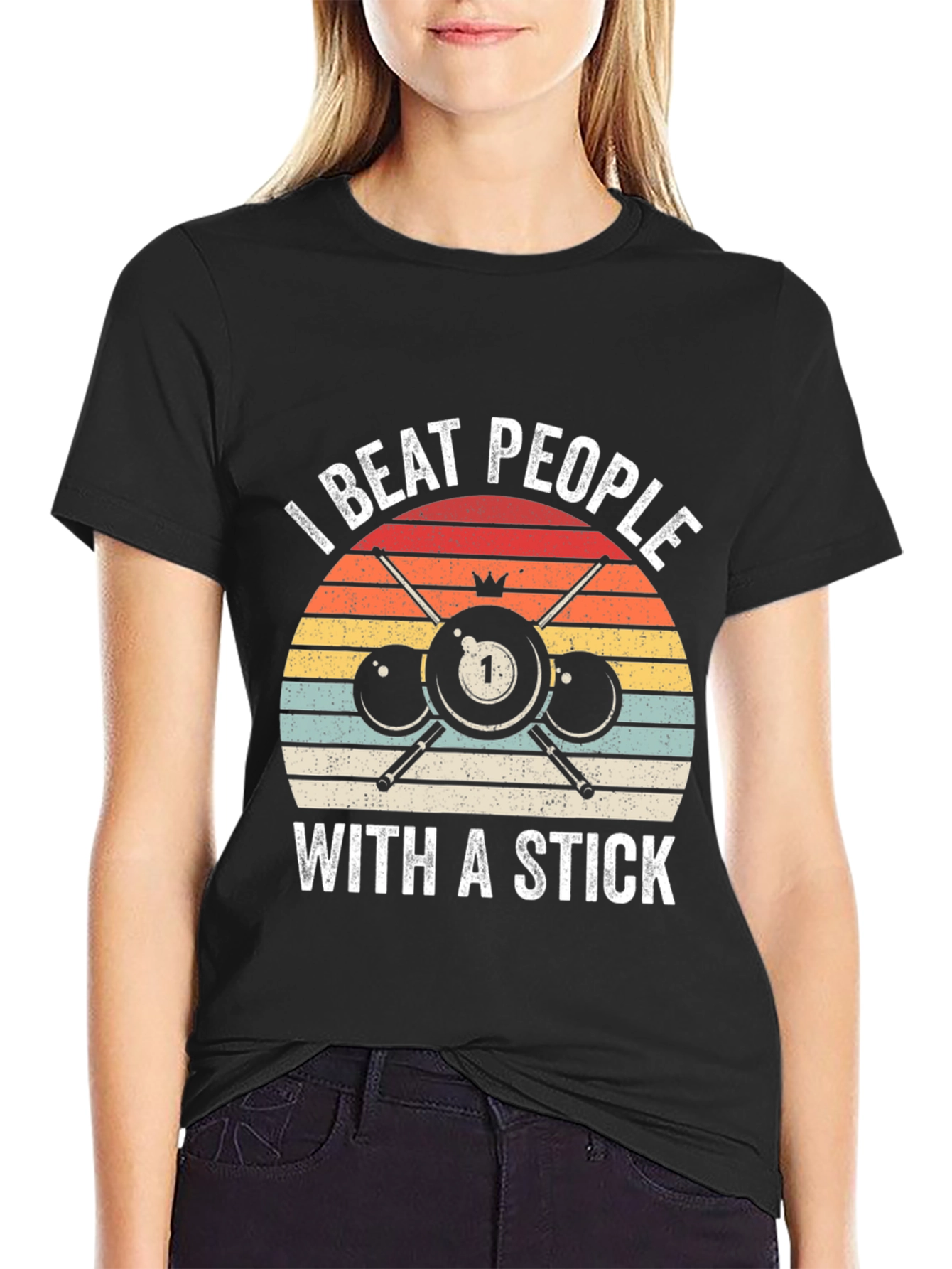 I Beat People With A Stick Billiards T-Shirt