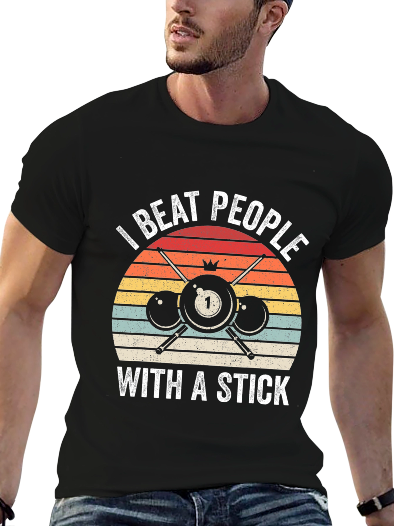 I Beat People With A Stick Billiards T-Shirt