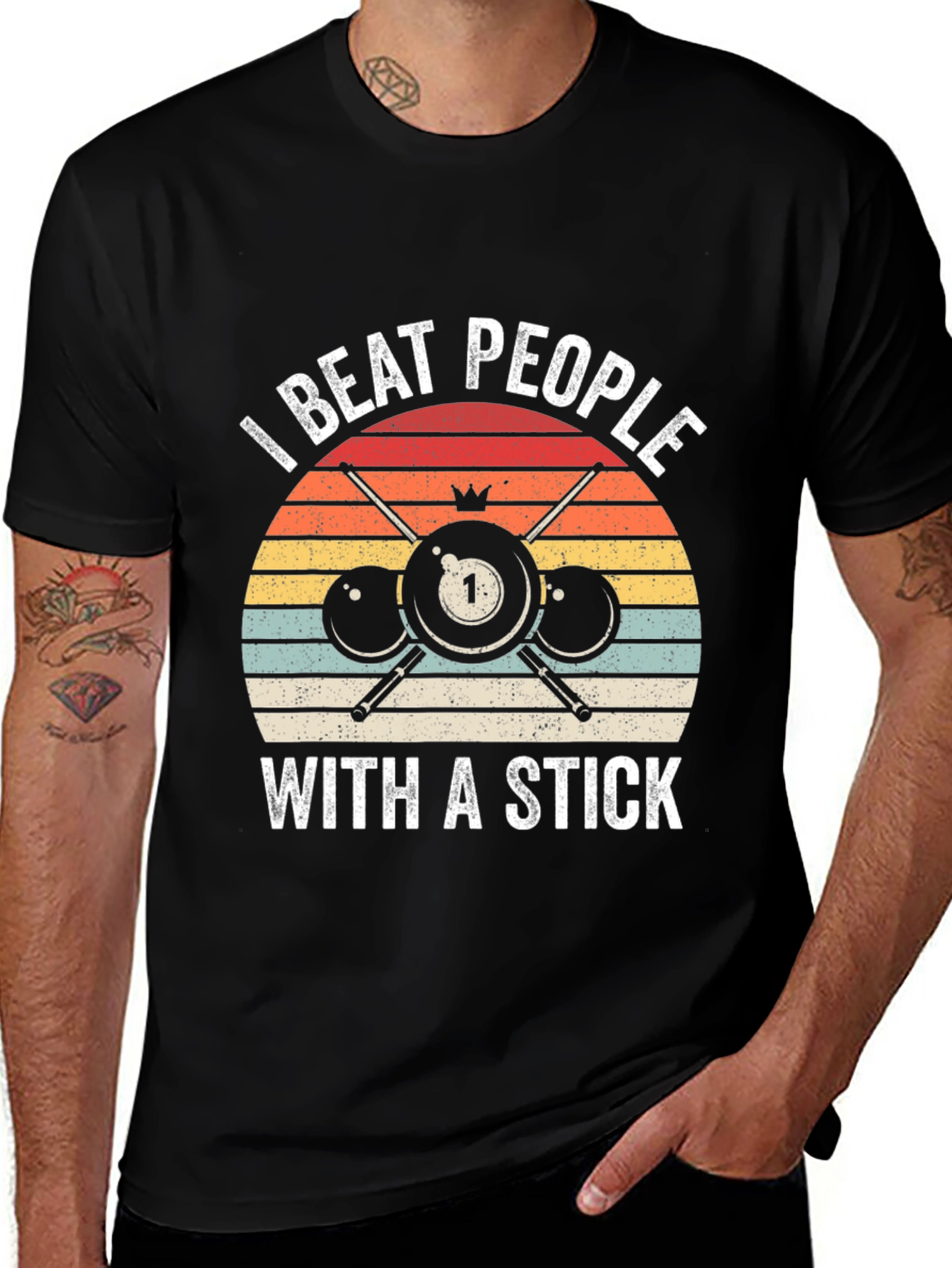 I Beat People With A Stick Billiards T-Shirt