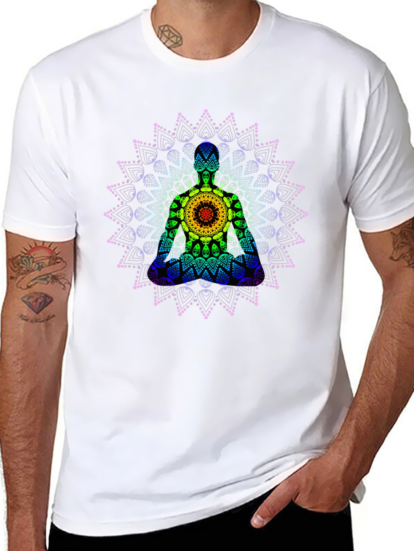 Rainbow Mandala Graphic Tee - Stylish Comfort