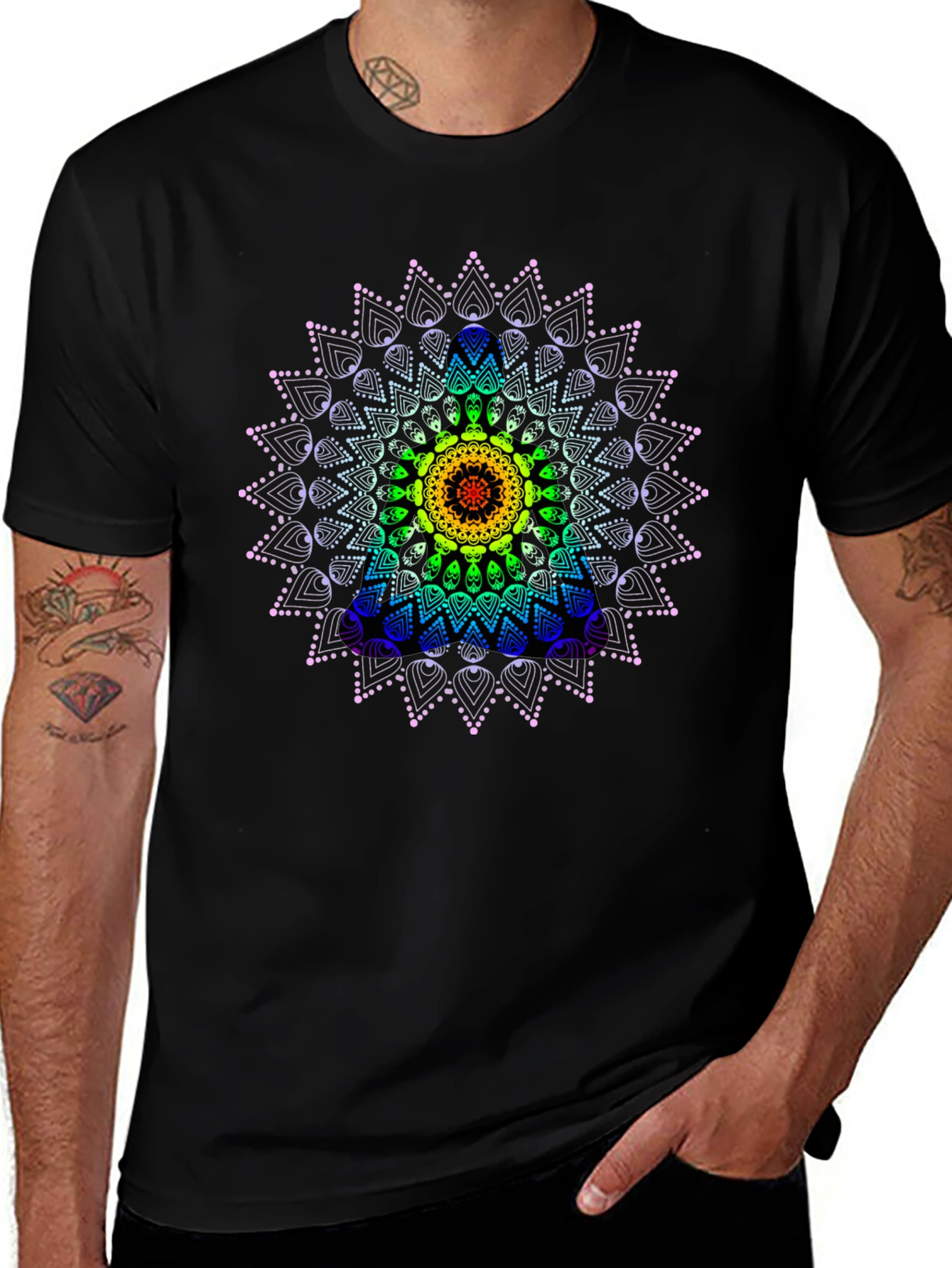 Rainbow Mandala Graphic Tee - Stylish Comfort