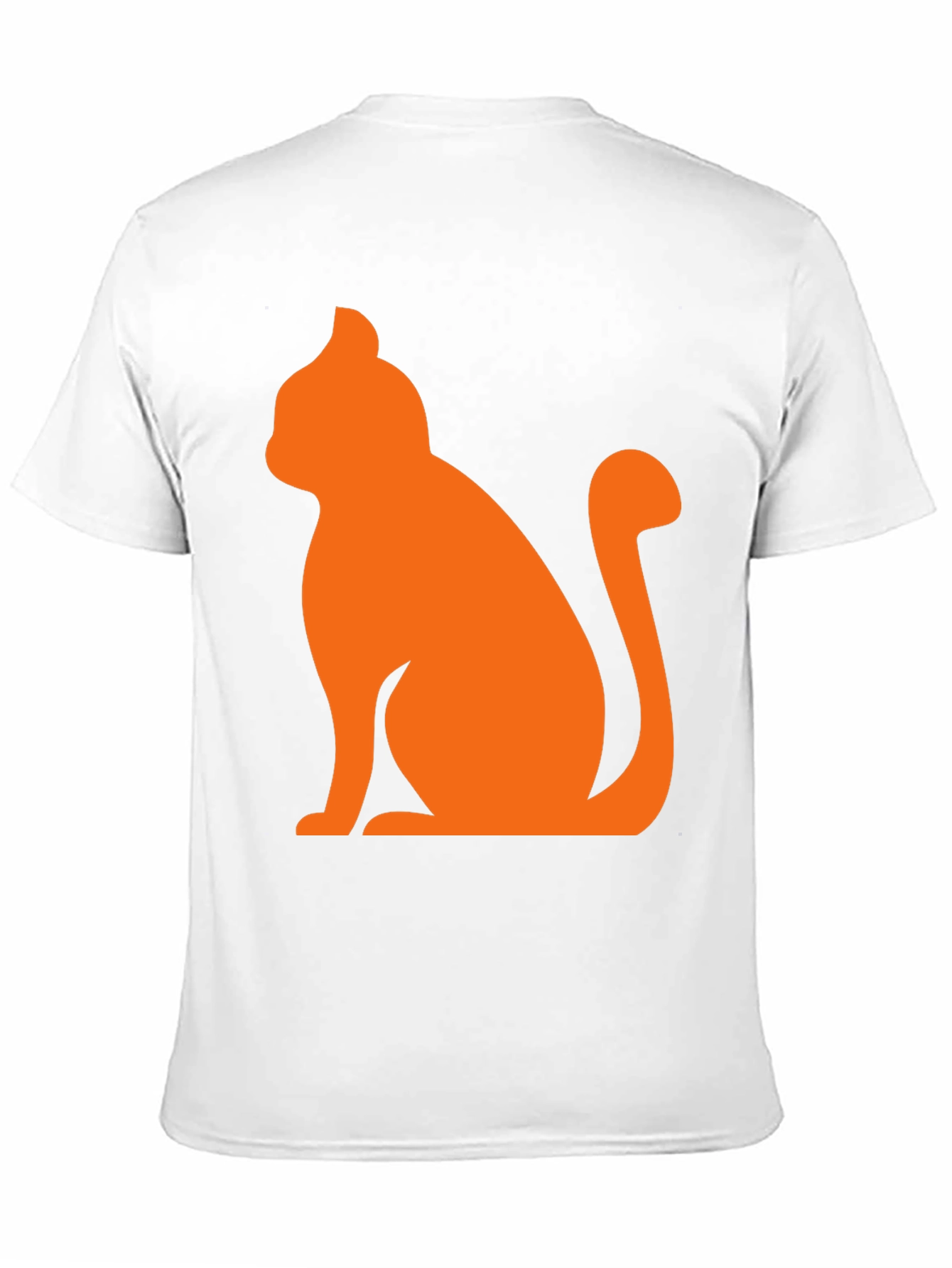 Mens Black T-Shirt with Orange Cat Graphic