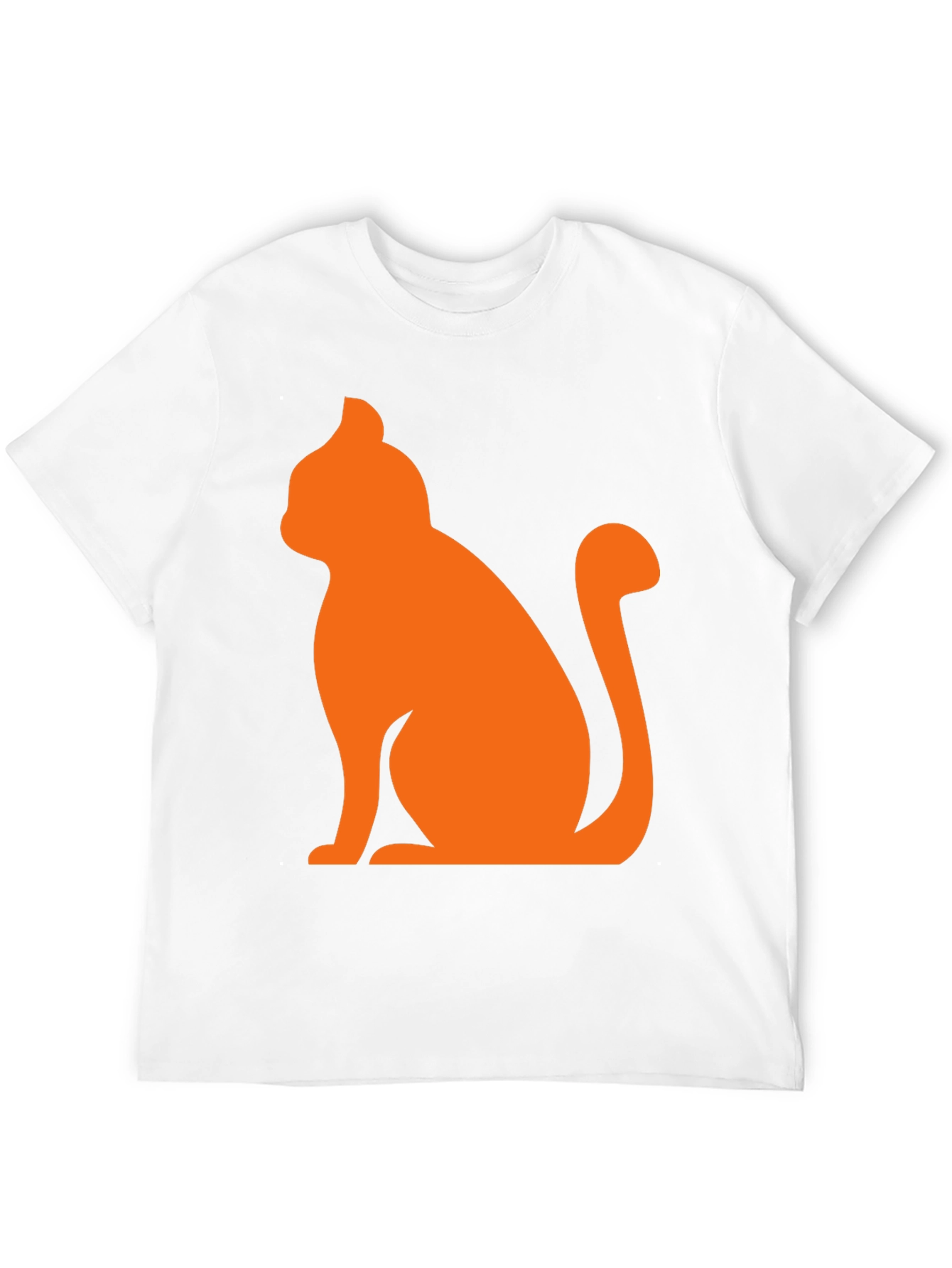 Mens Black T-Shirt with Orange Cat Graphic