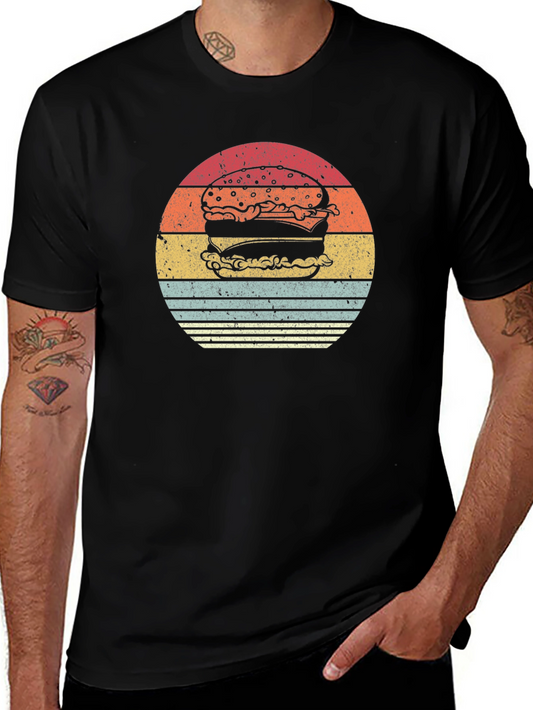 Retro Burger Graphic Tee - Vintage Style Food T-Shirt