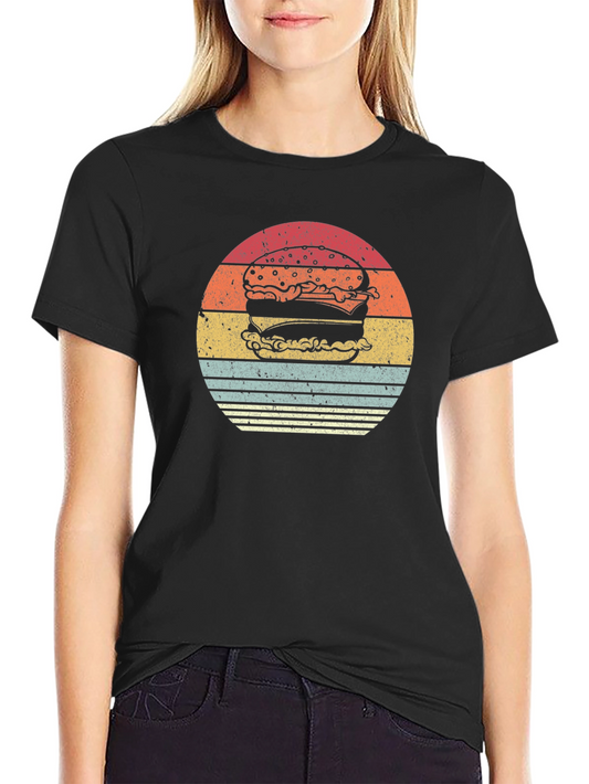 Retro Burger Graphic Tee - Vintage Style Food T-Shirt