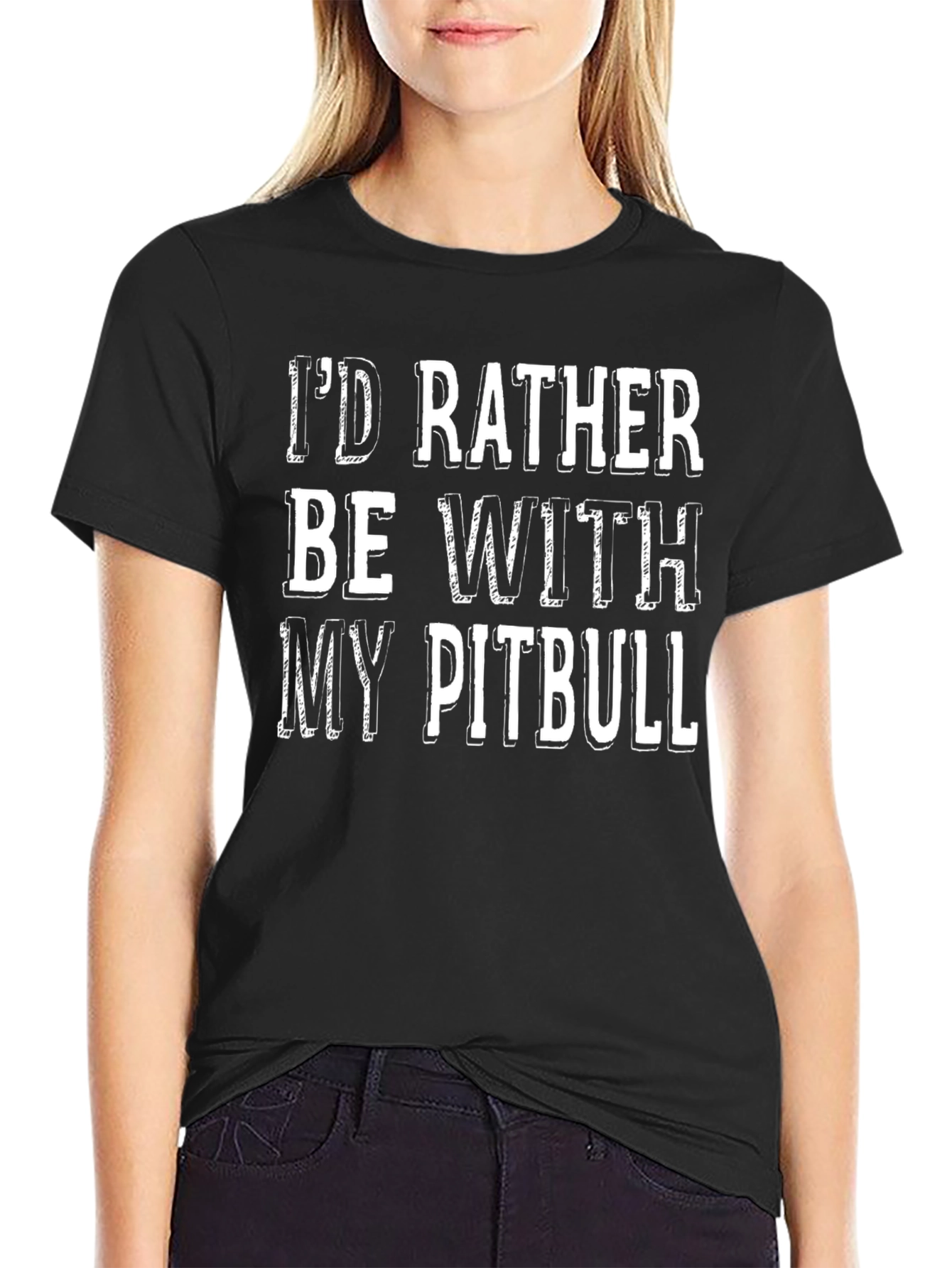 Id Rather Be With My Pitbull T-Shirt