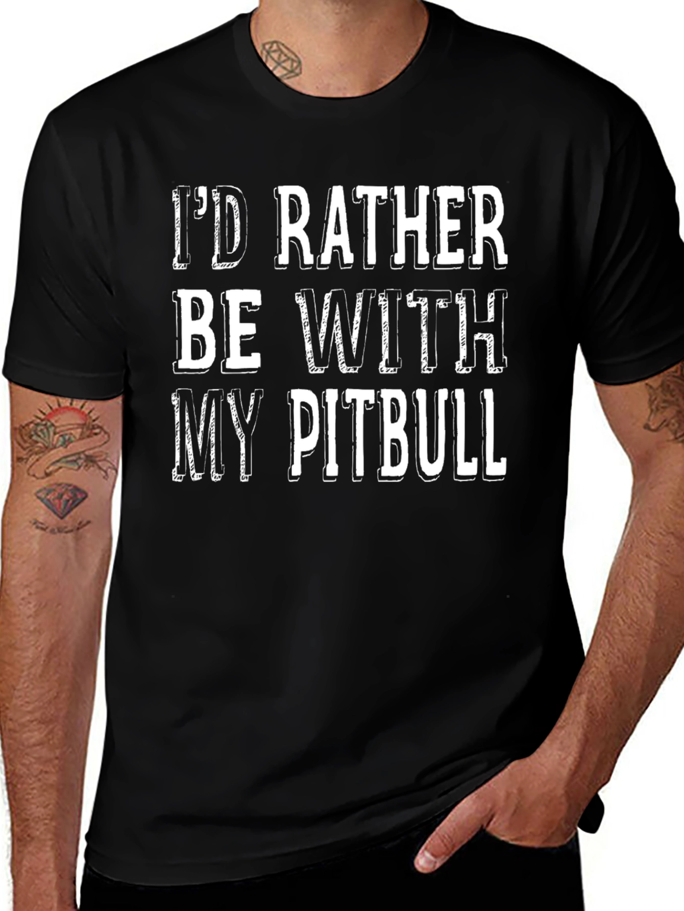 Id Rather Be With My Pitbull T-Shirt