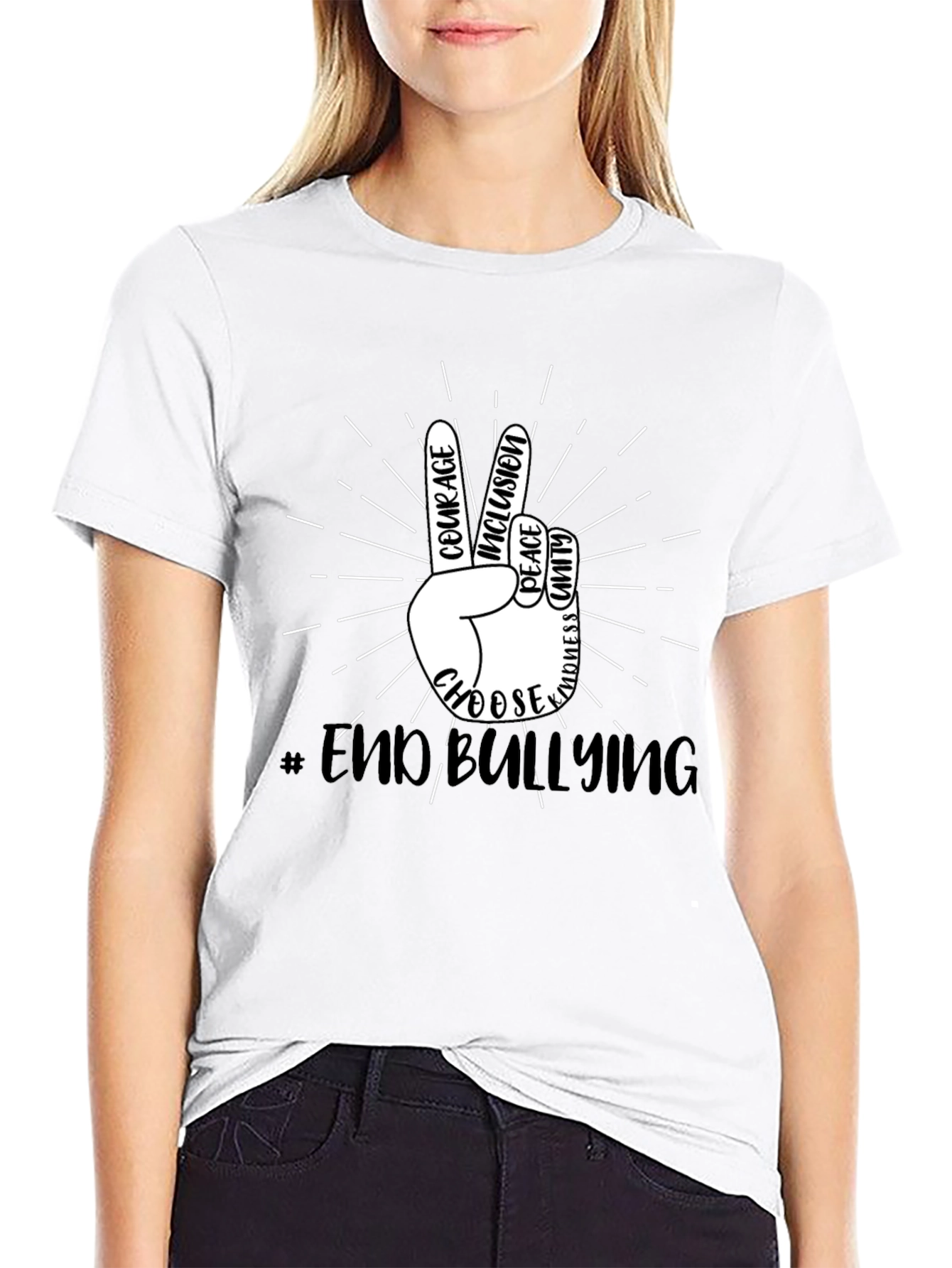 End Bullying Peace Sign T-Shirt