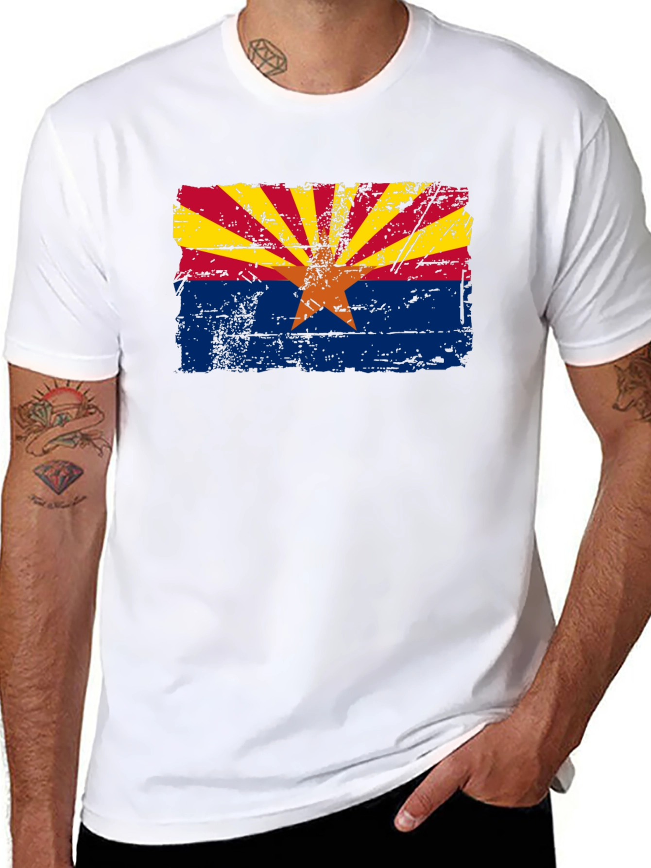 Arizona Flag Graphic T-Shirt - Distressed Style