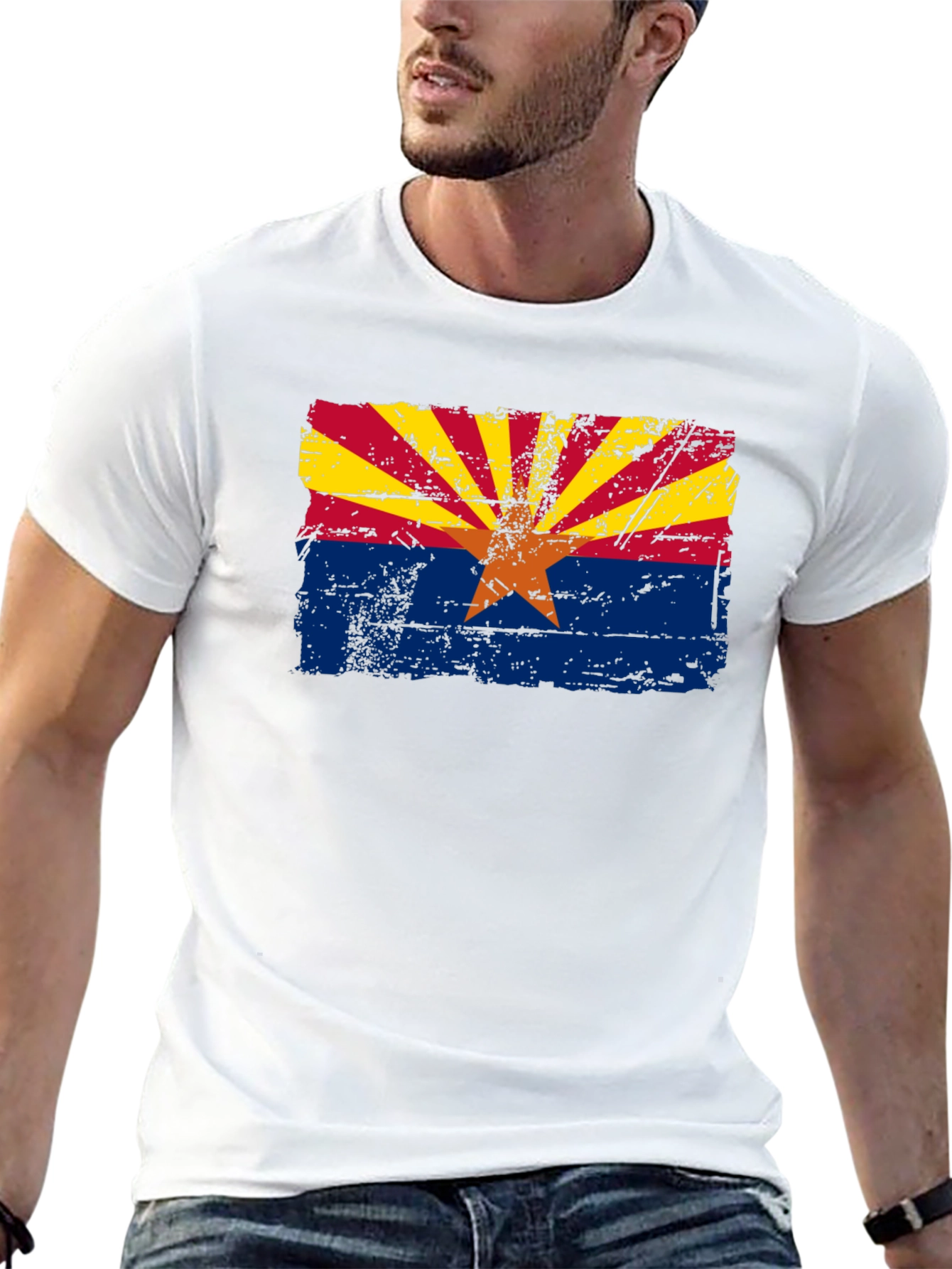Arizona Flag Graphic T-Shirt - Distressed Style