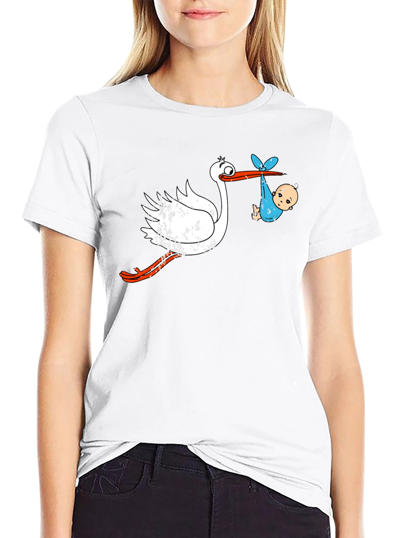 Stork and Baby Graphic T-Shirt
