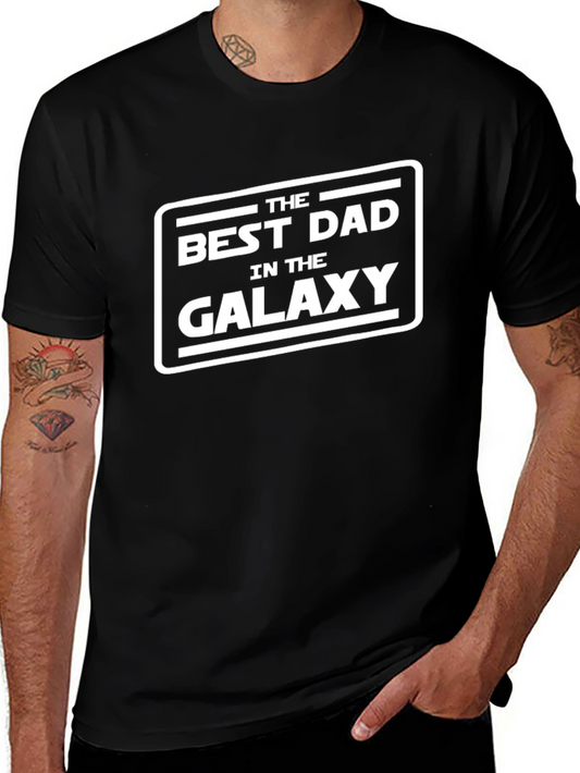 Best Dad in the Galaxy Black Graphic T-Shirt