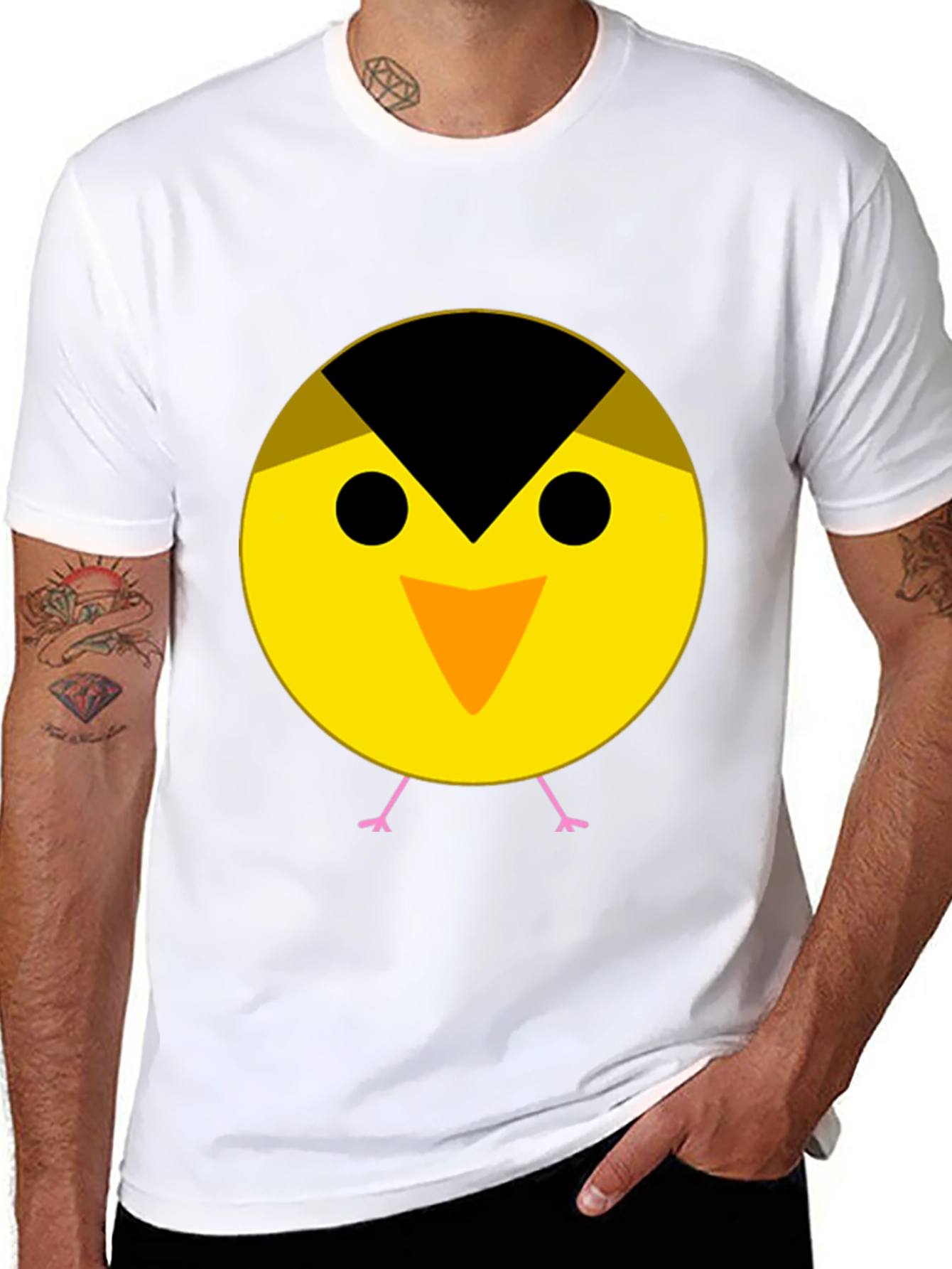 Cute Bird Graphic Tee - Black