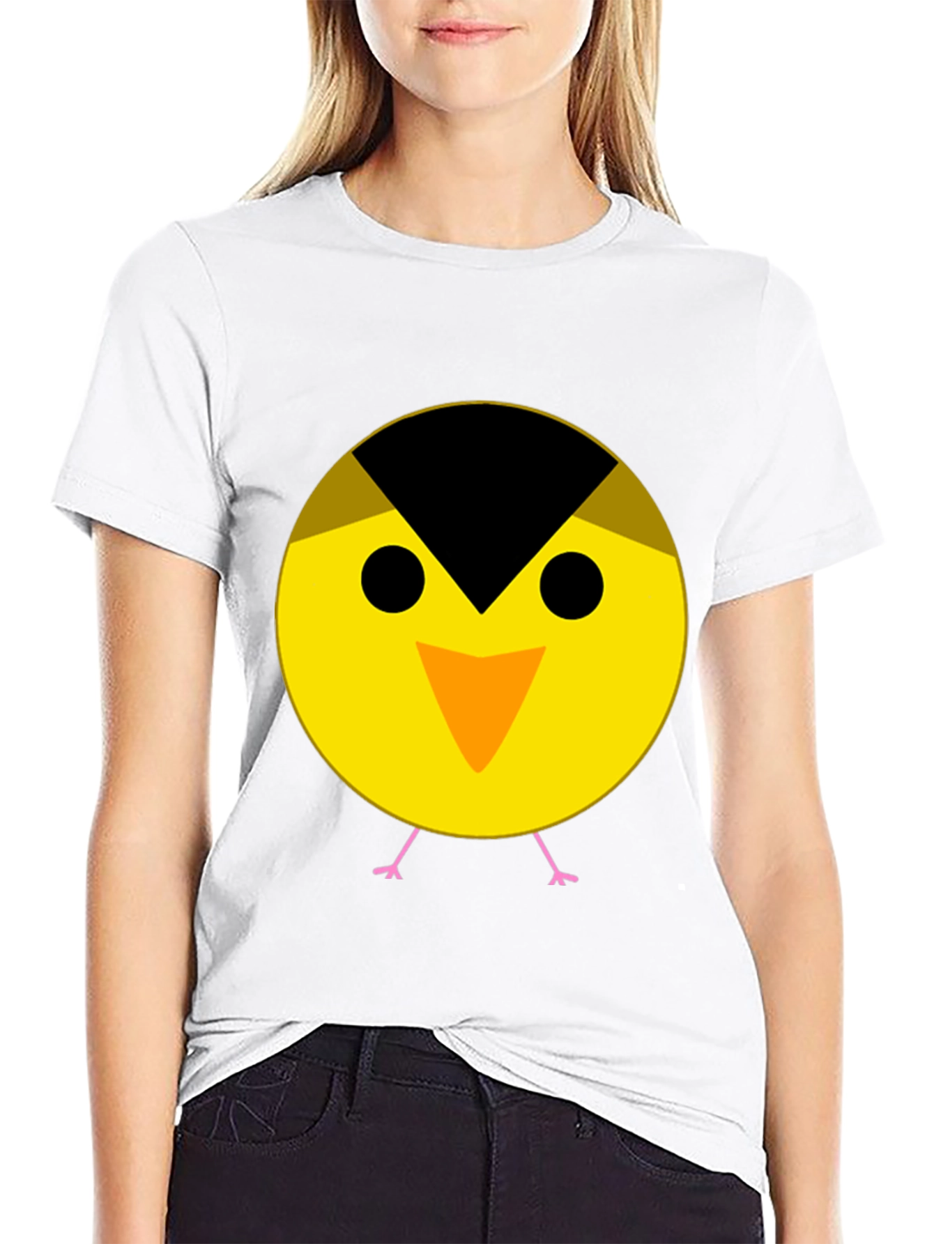 Cute Bird Graphic Tee - Black