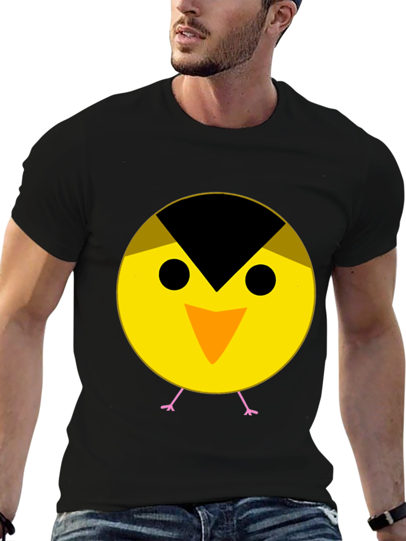 Cute Bird Graphic Tee - Black