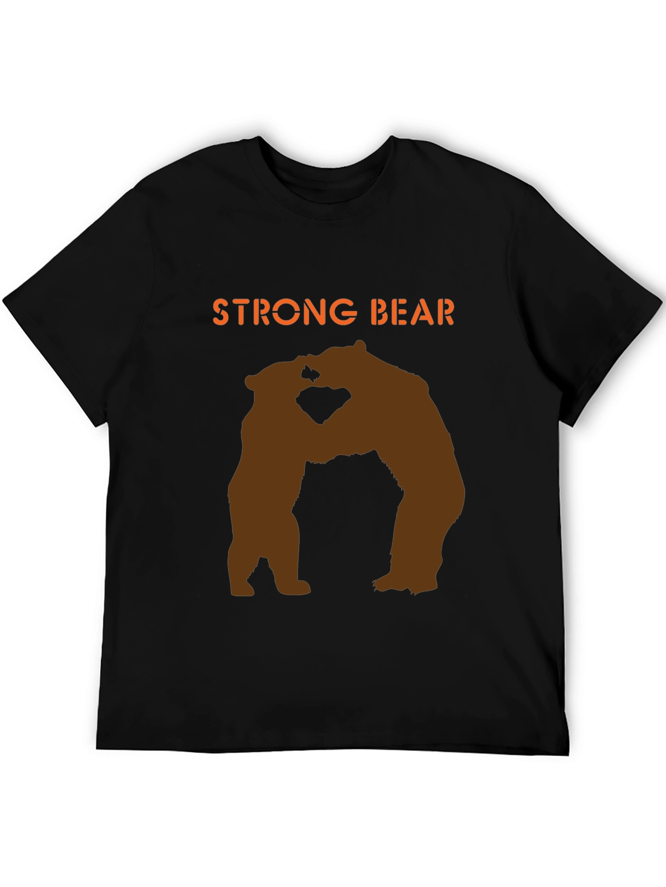 Strong Bear Graphic Tee - Black Cotton Blend T-Shirt