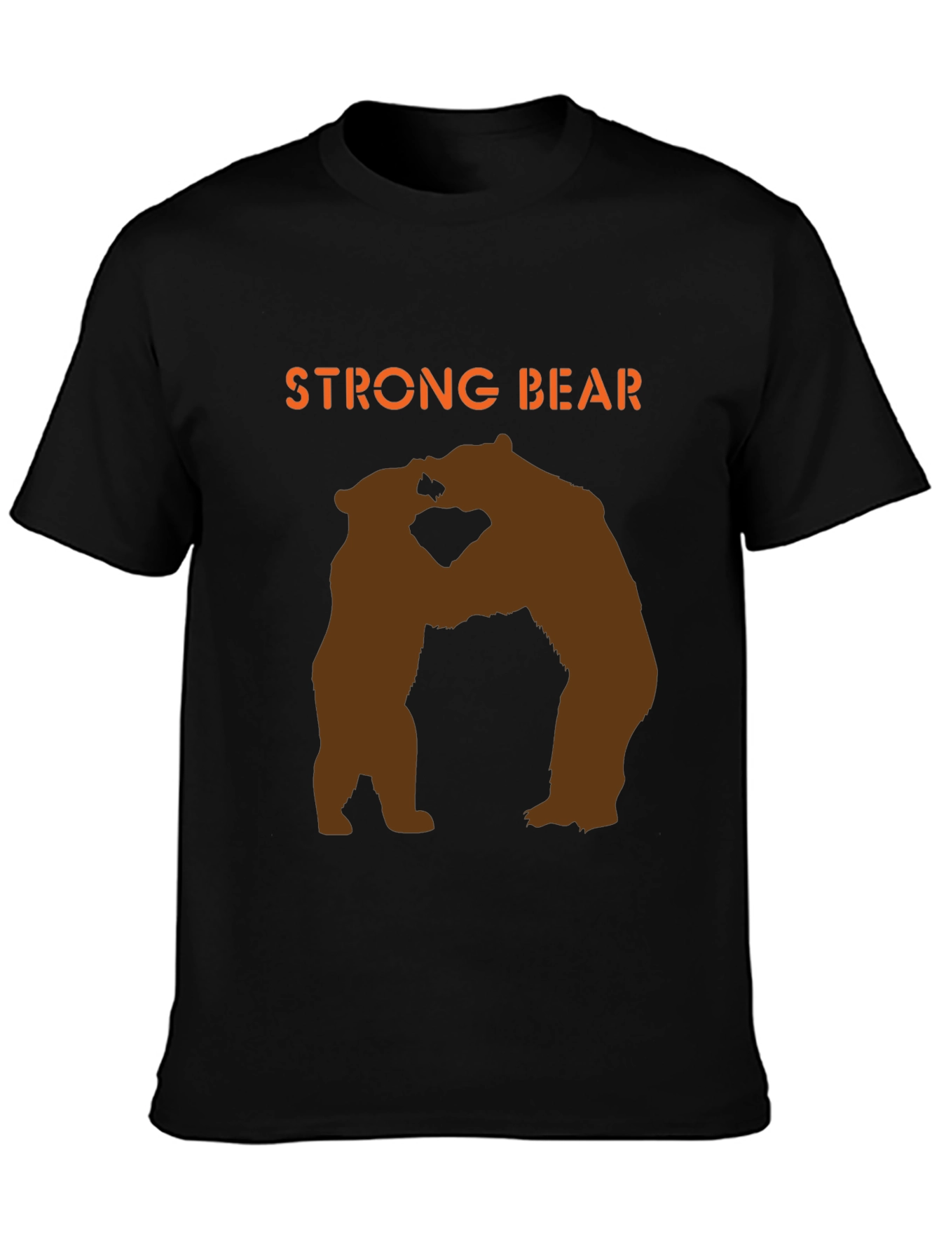 Strong Bear Graphic Tee - Black Cotton Blend T-Shirt