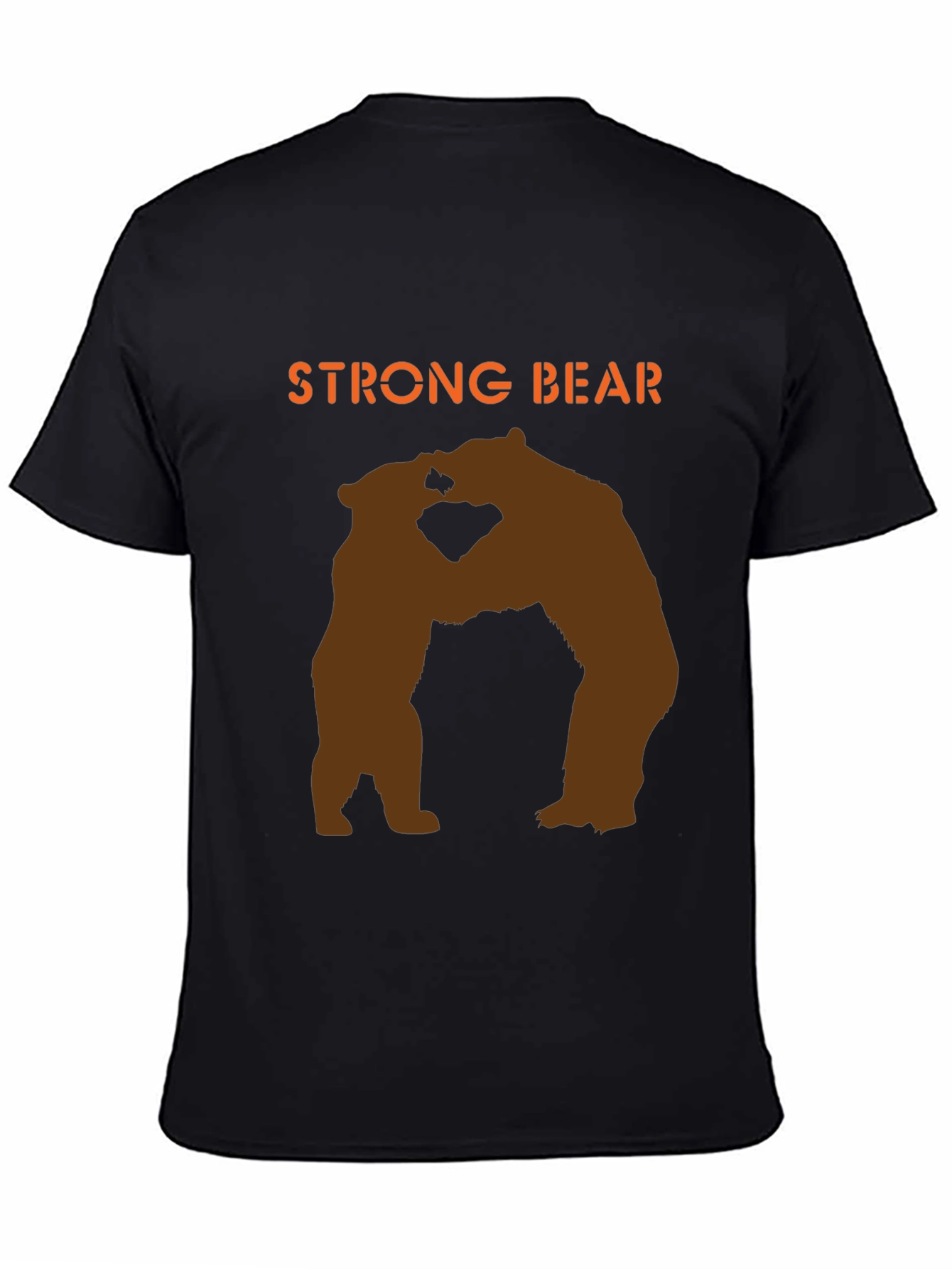Strong Bear Graphic Tee - Black Cotton Blend T-Shirt