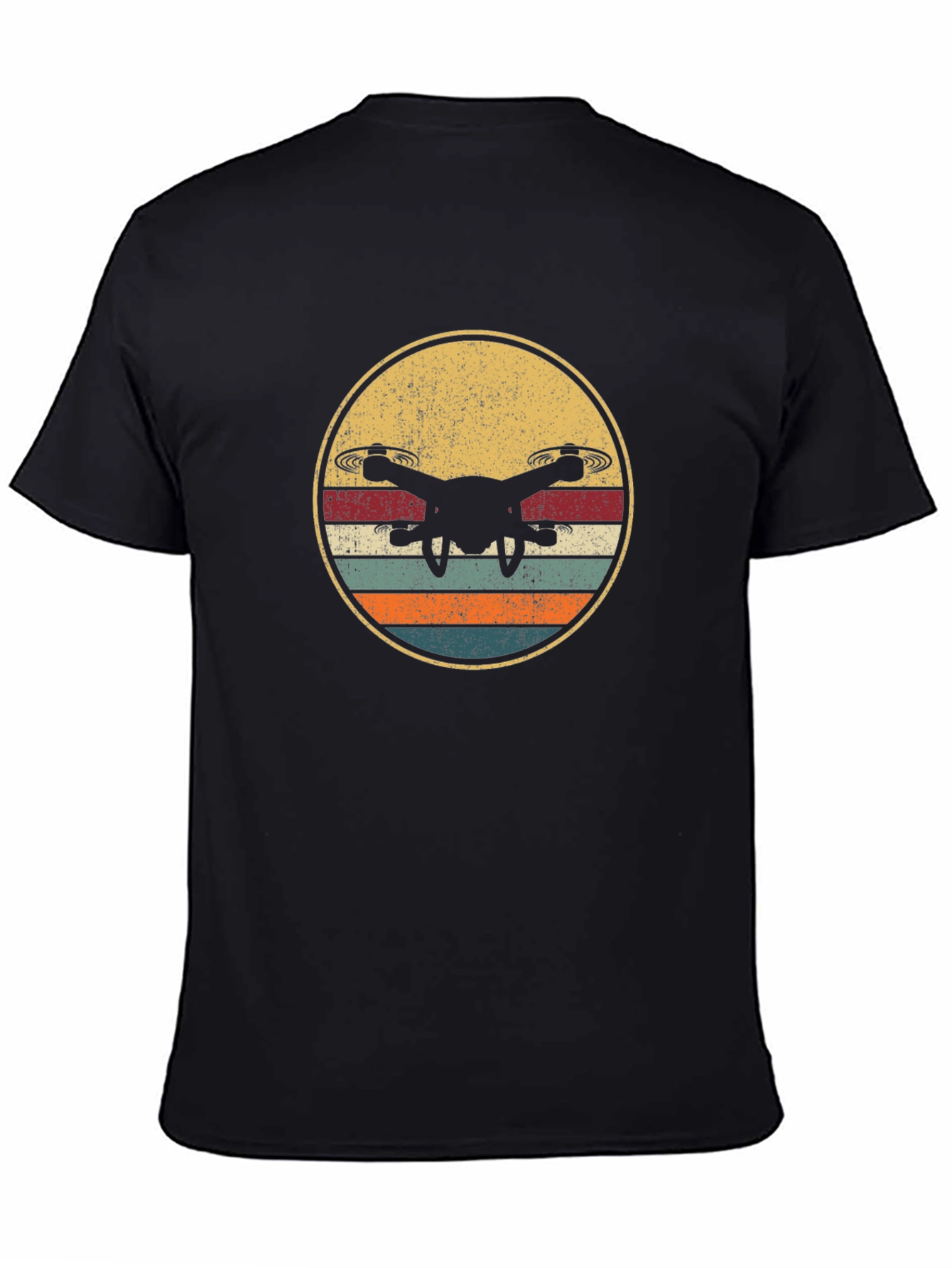 Drone Silhouette Retro Style Graphic T-Shirt