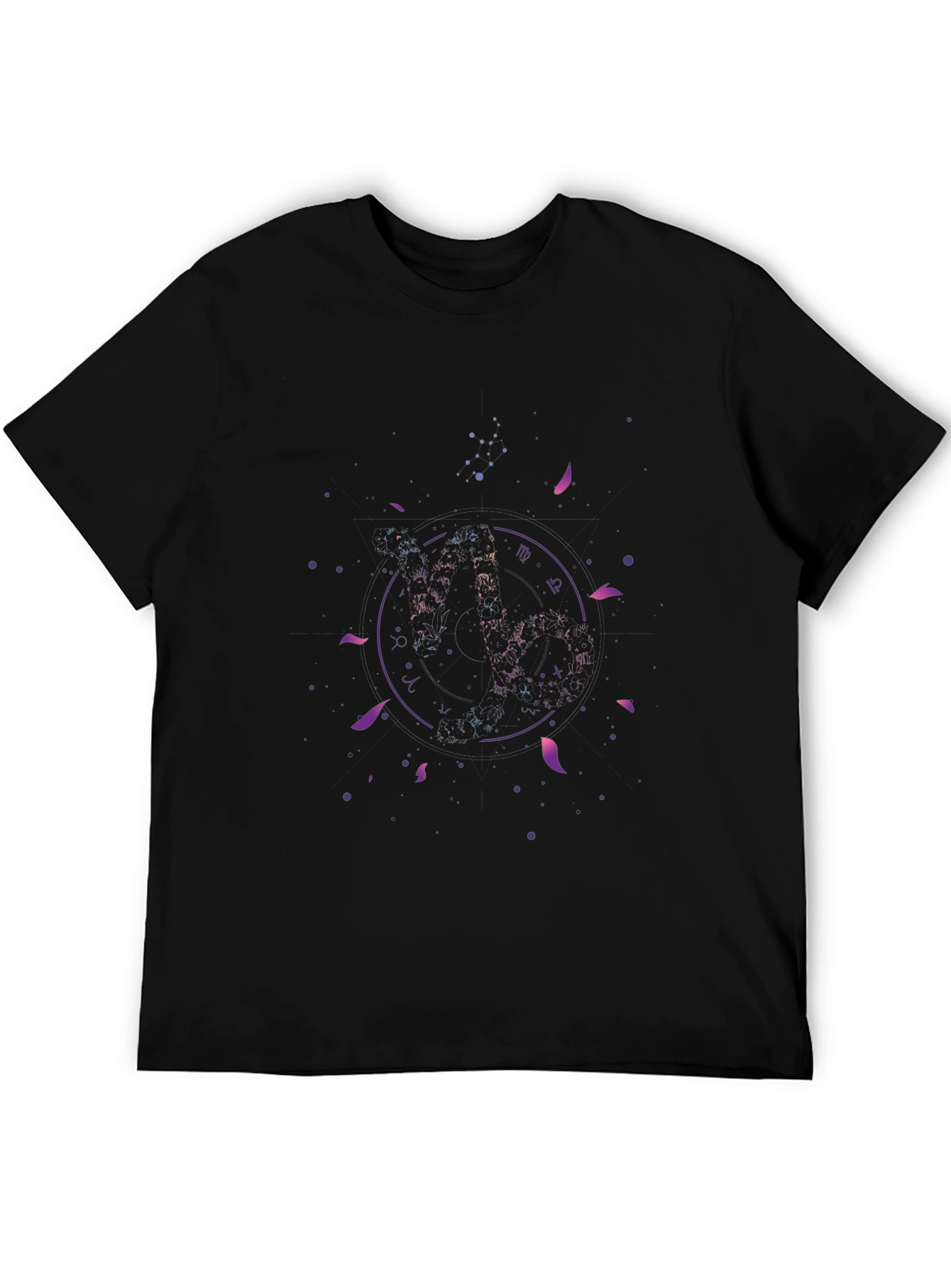 Zodiac Galaxy Graphic Black T-Shirt