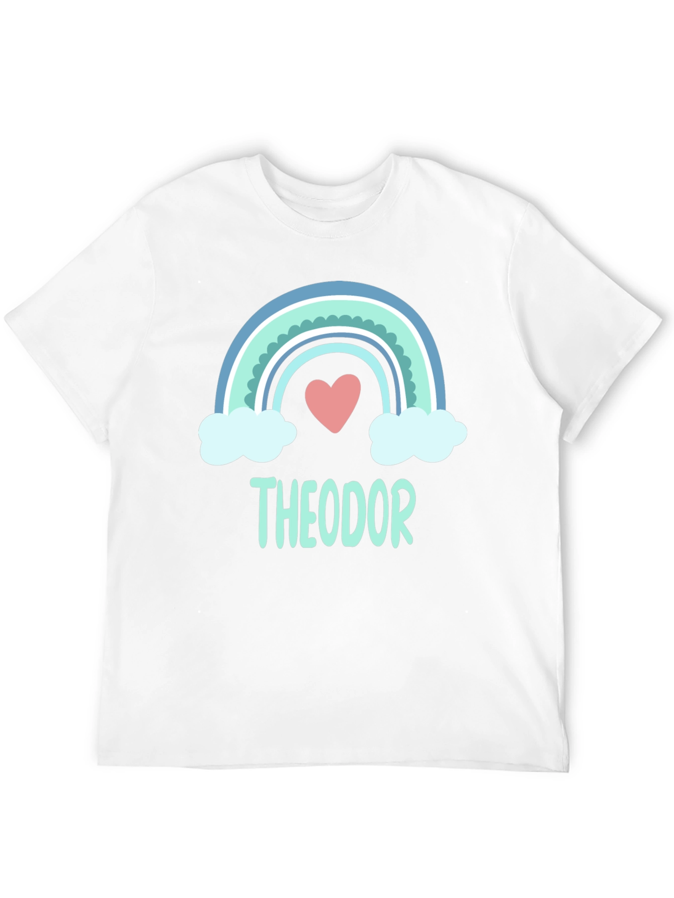 Theodor Rainbow Heart Tee - Personalized Name Shirt