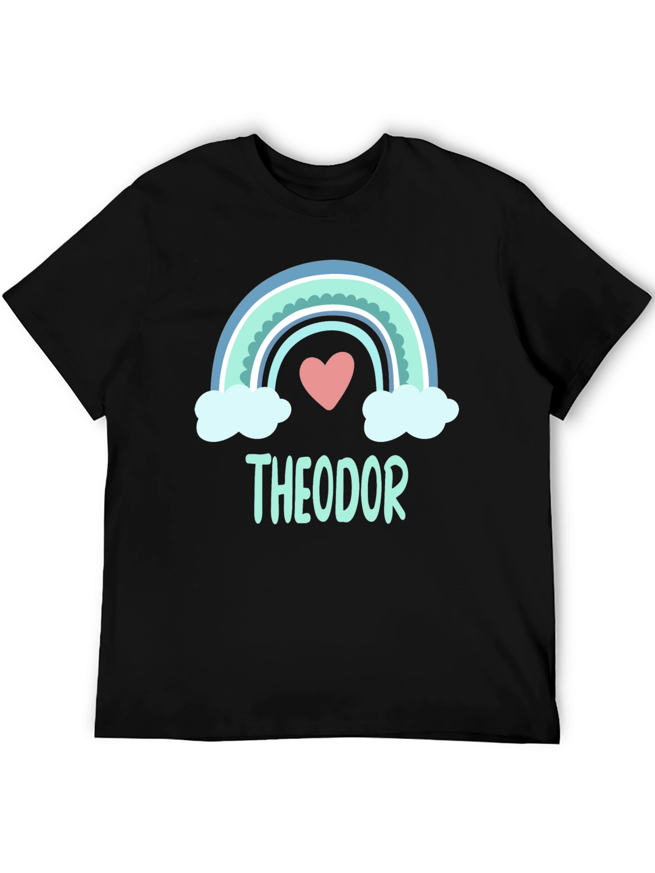 Theodor Rainbow Heart Tee - Personalized Name Shirt