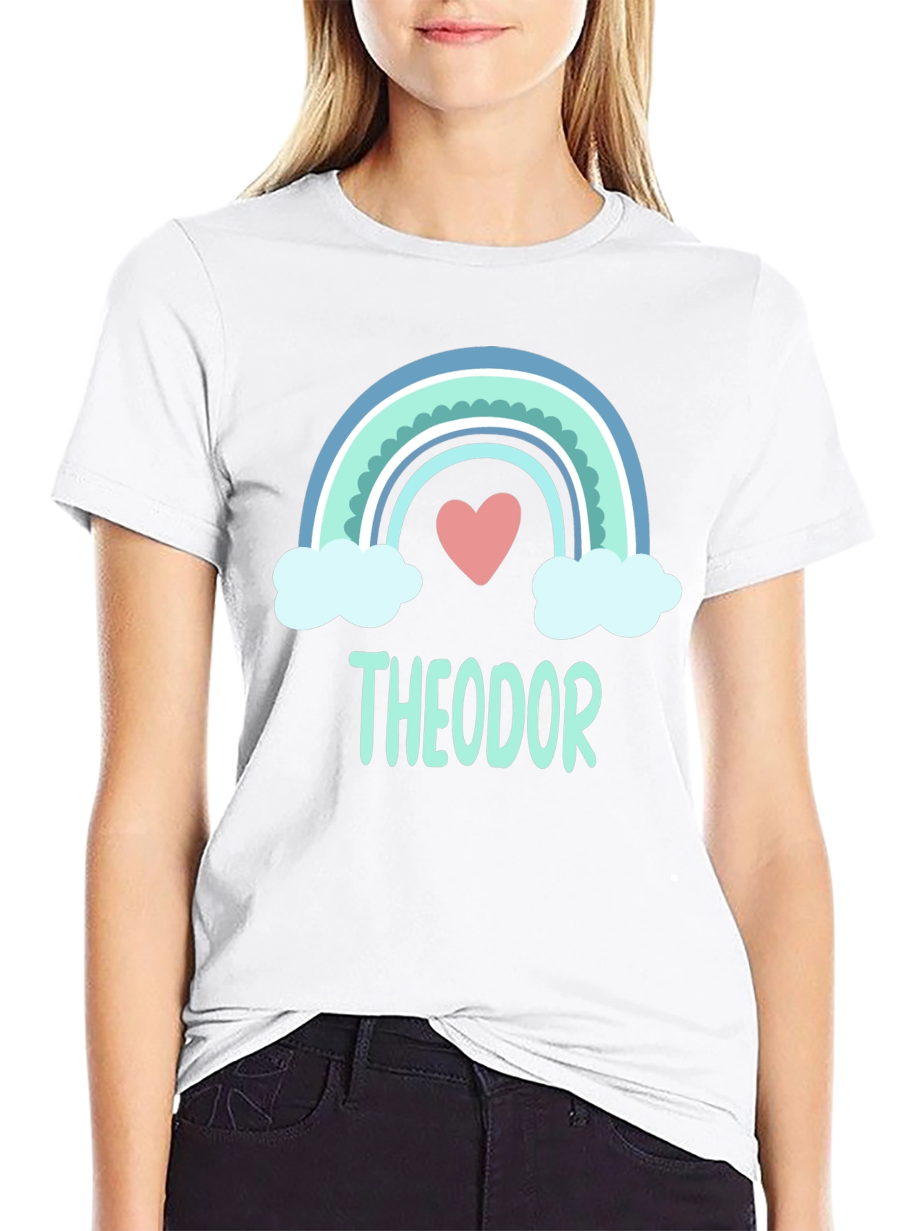 Theodor Rainbow Heart Tee - Personalized Name Shirt