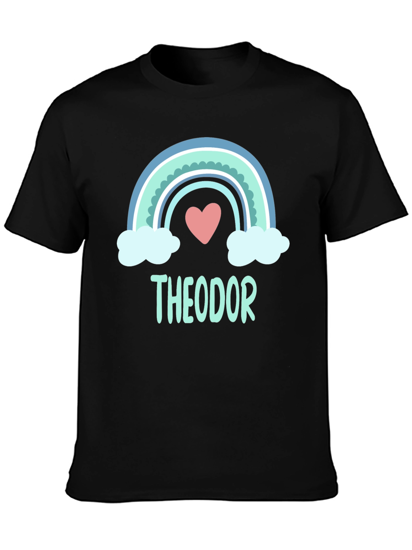 Theodor Rainbow Heart Tee - Personalized Name Shirt