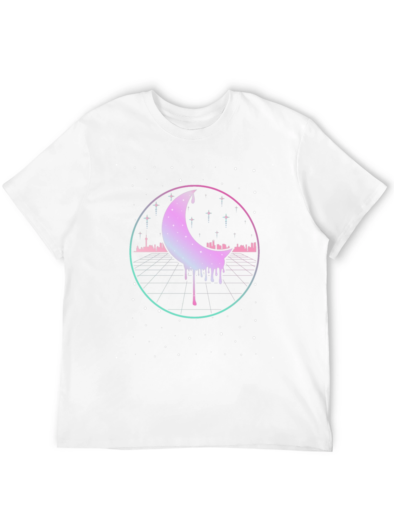 Retro Moon Drip Graphic T-Shirt - Vaporwave Aesthetic