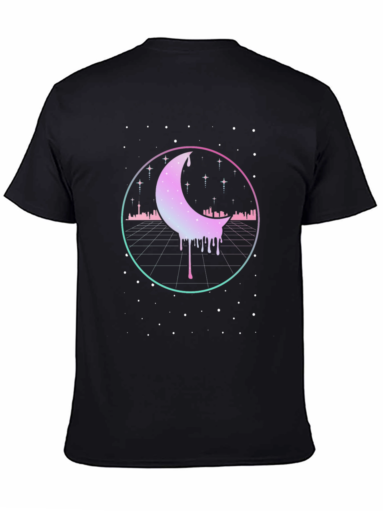 Retro Moon Drip Graphic T-Shirt - Vaporwave Aesthetic