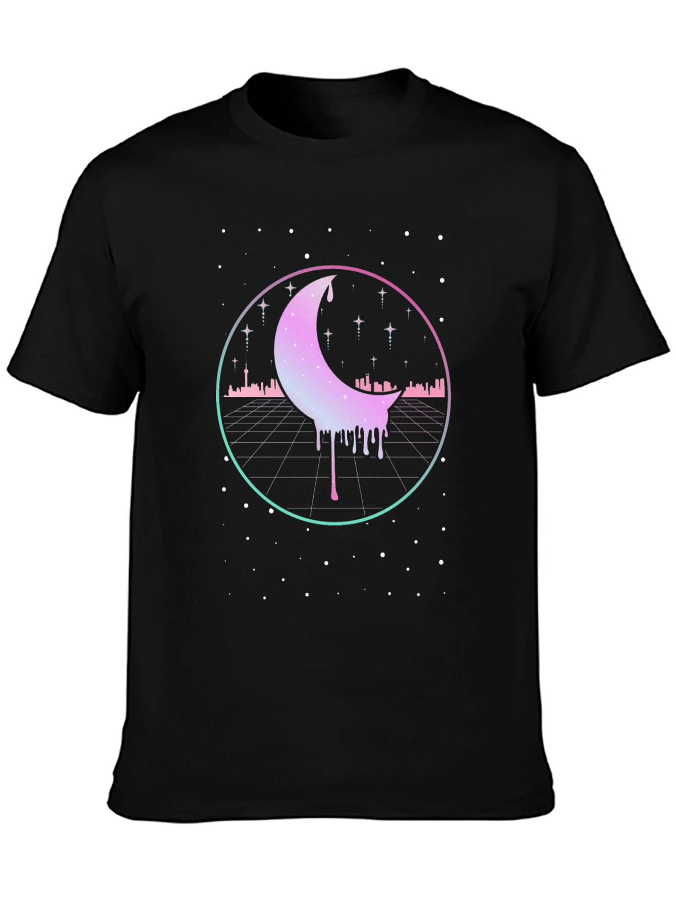 Retro Moon Drip Graphic T-Shirt - Vaporwave Aesthetic