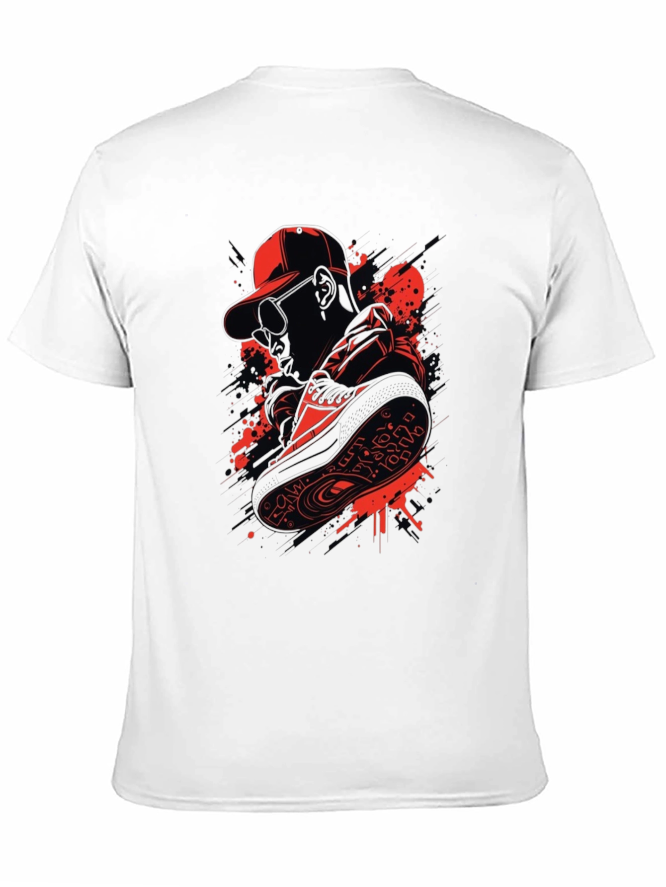 Urban Style Graphic Tee - Red & Black