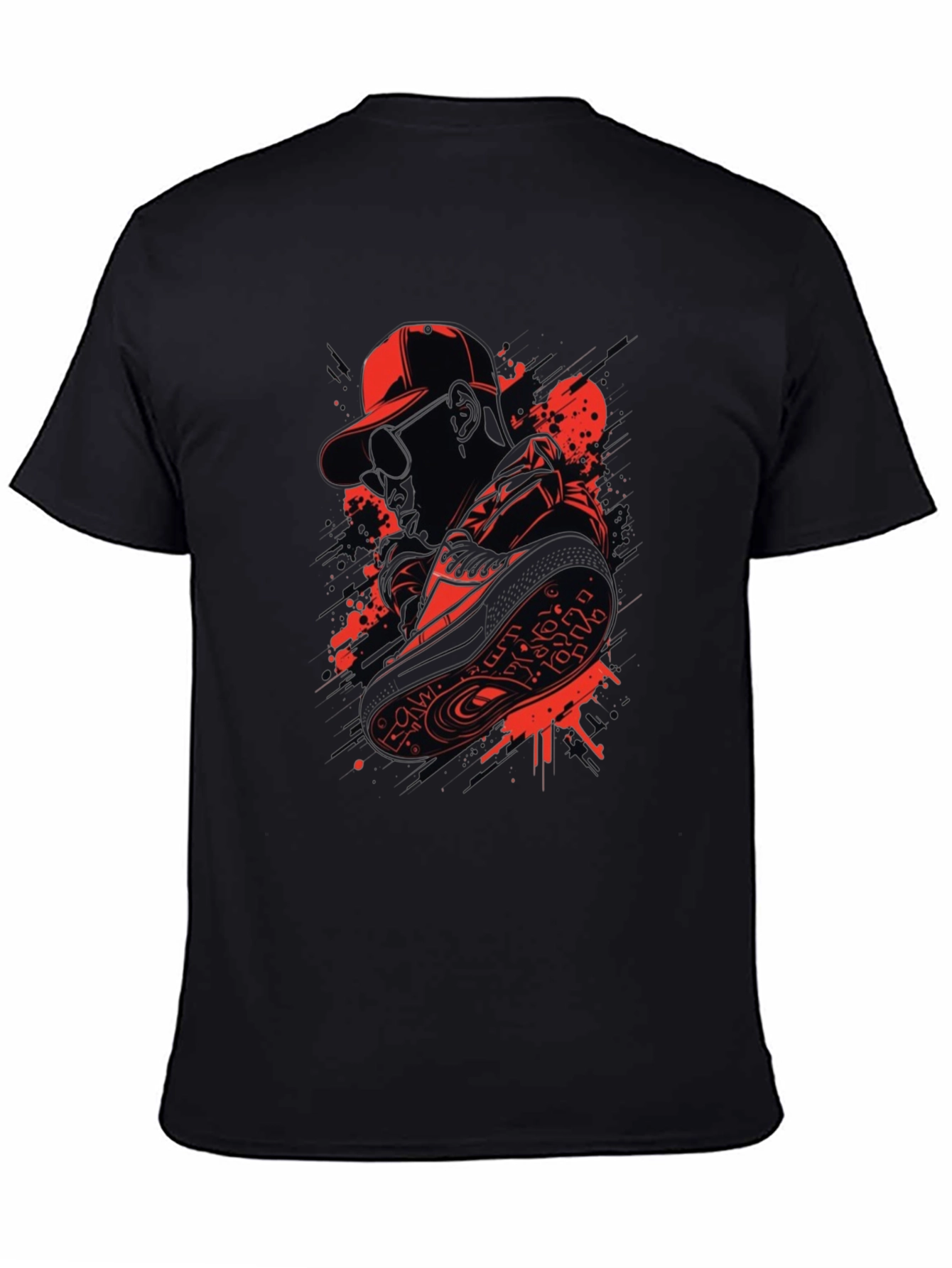 Urban Style Graphic Tee - Red & Black