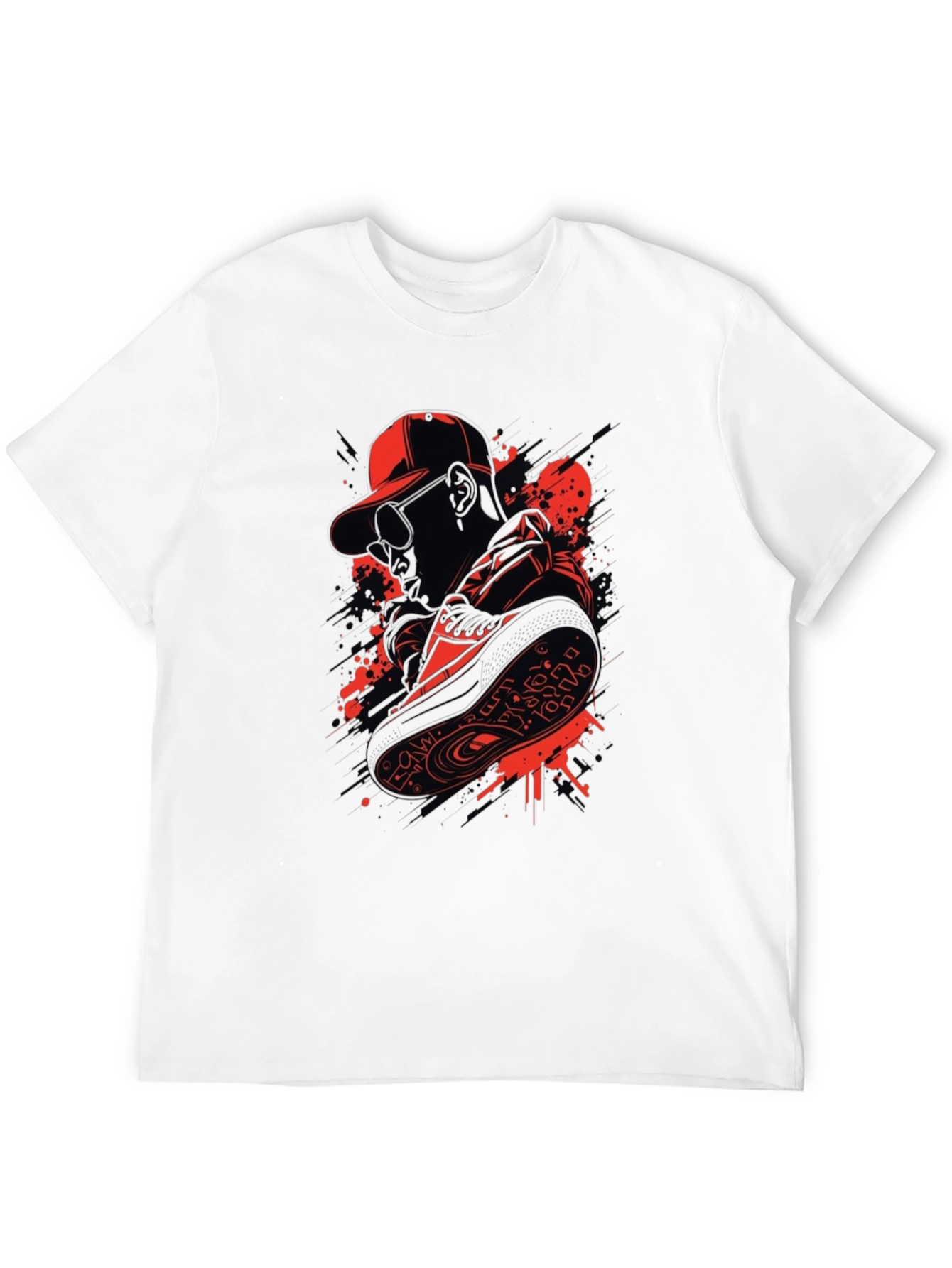 Urban Style Graphic Tee - Red & Black