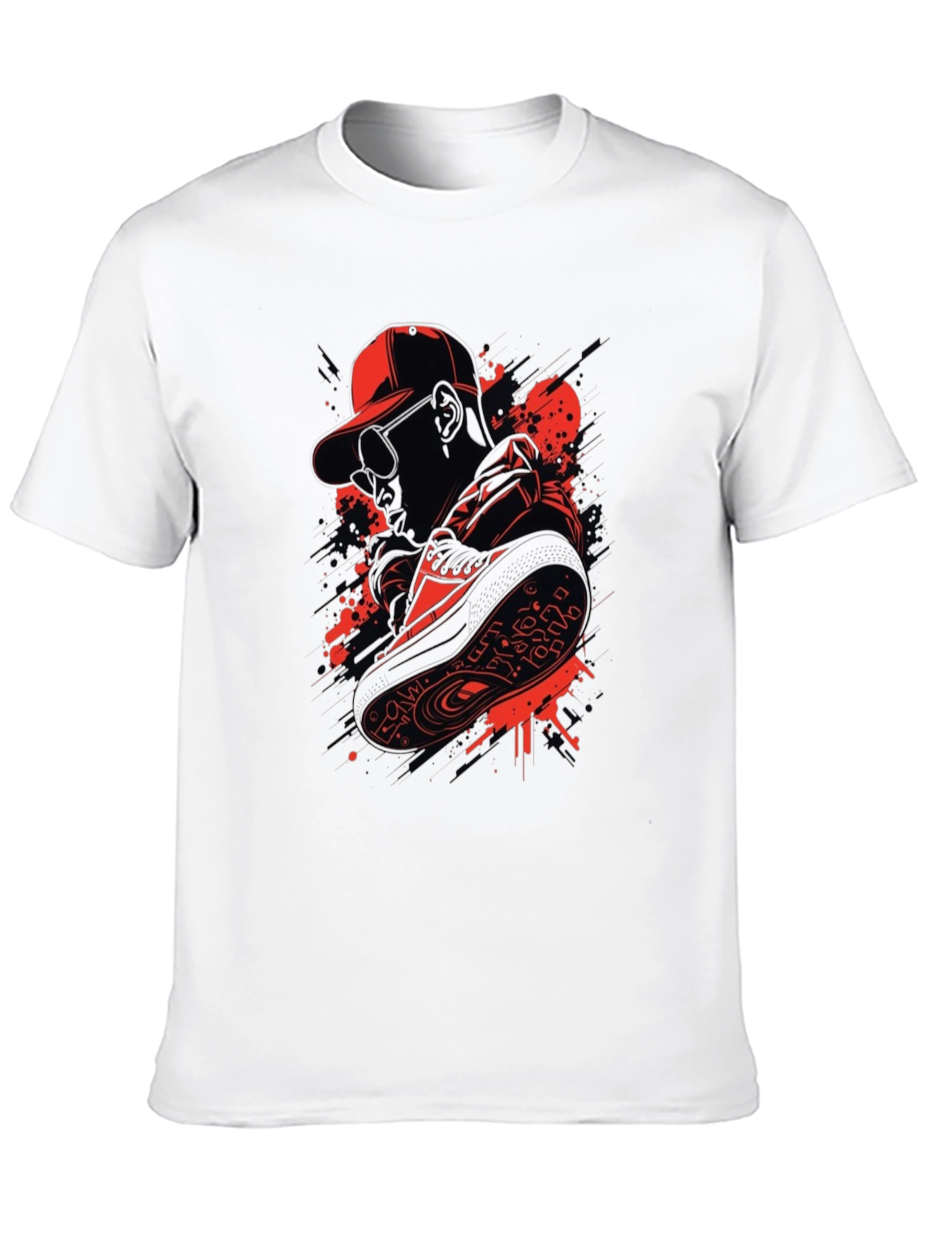 Urban Style Graphic Tee - Red & Black