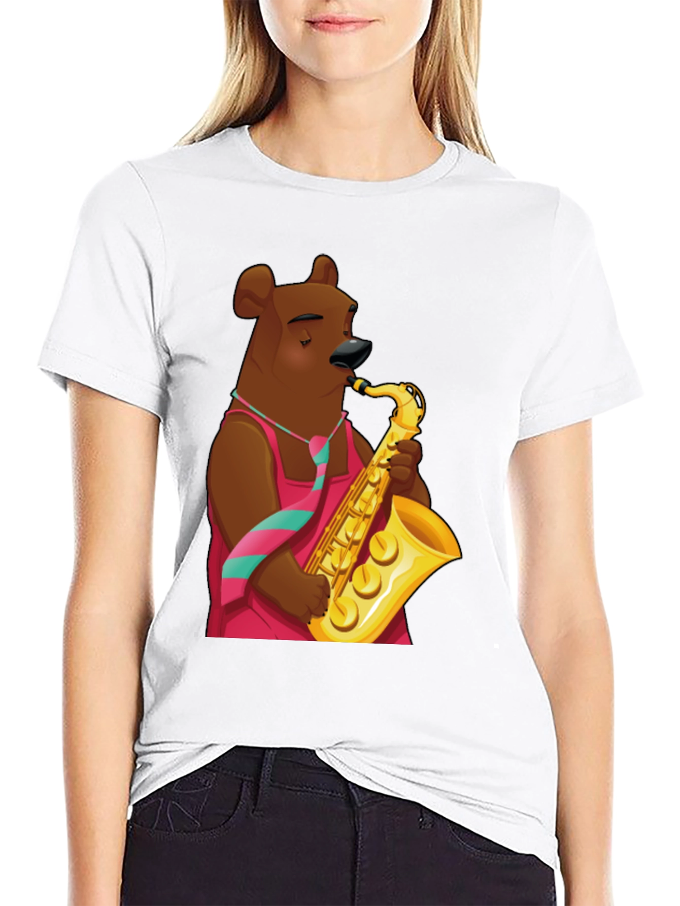 Bear Saxophone Player Graphic T-Shirt