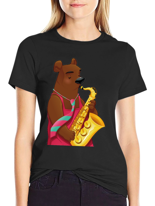 Bear Saxophone Player Graphic T-Shirt