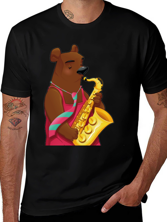 Bear Saxophone Player Graphic T-Shirt