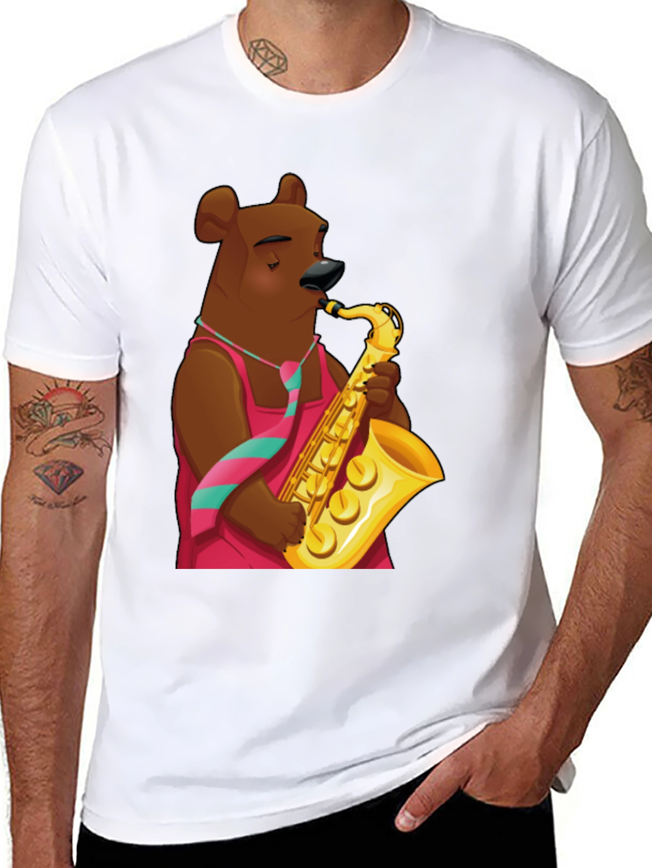 Bear Saxophone Player Graphic T-Shirt