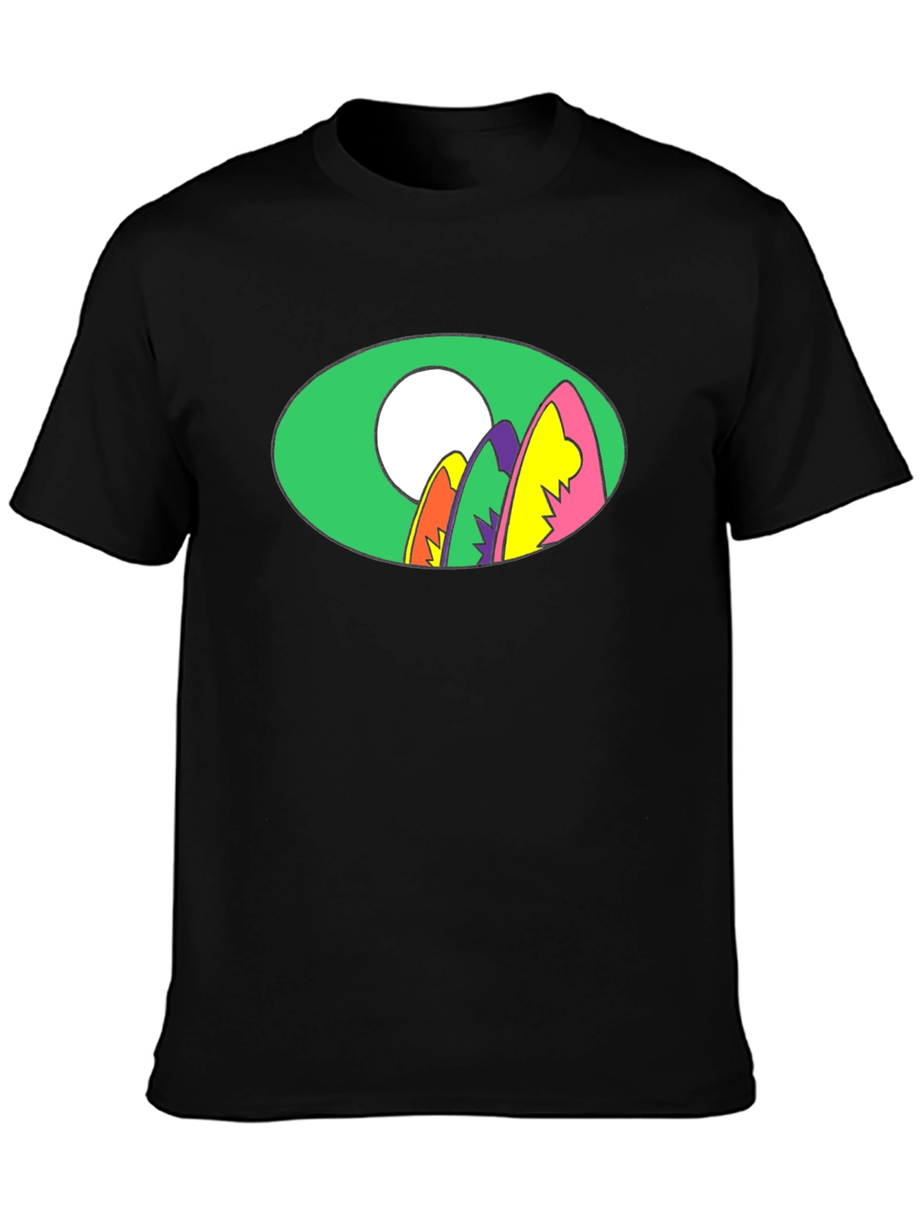 Retro Surfboard Graphic Tee - Black