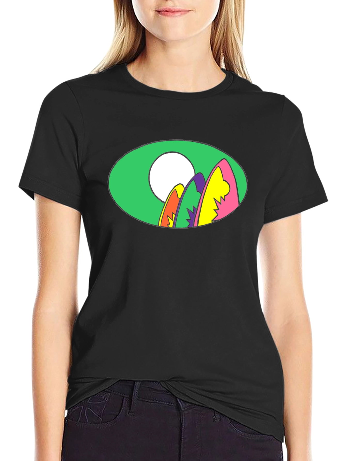 Retro Surfboard Graphic Tee - Black