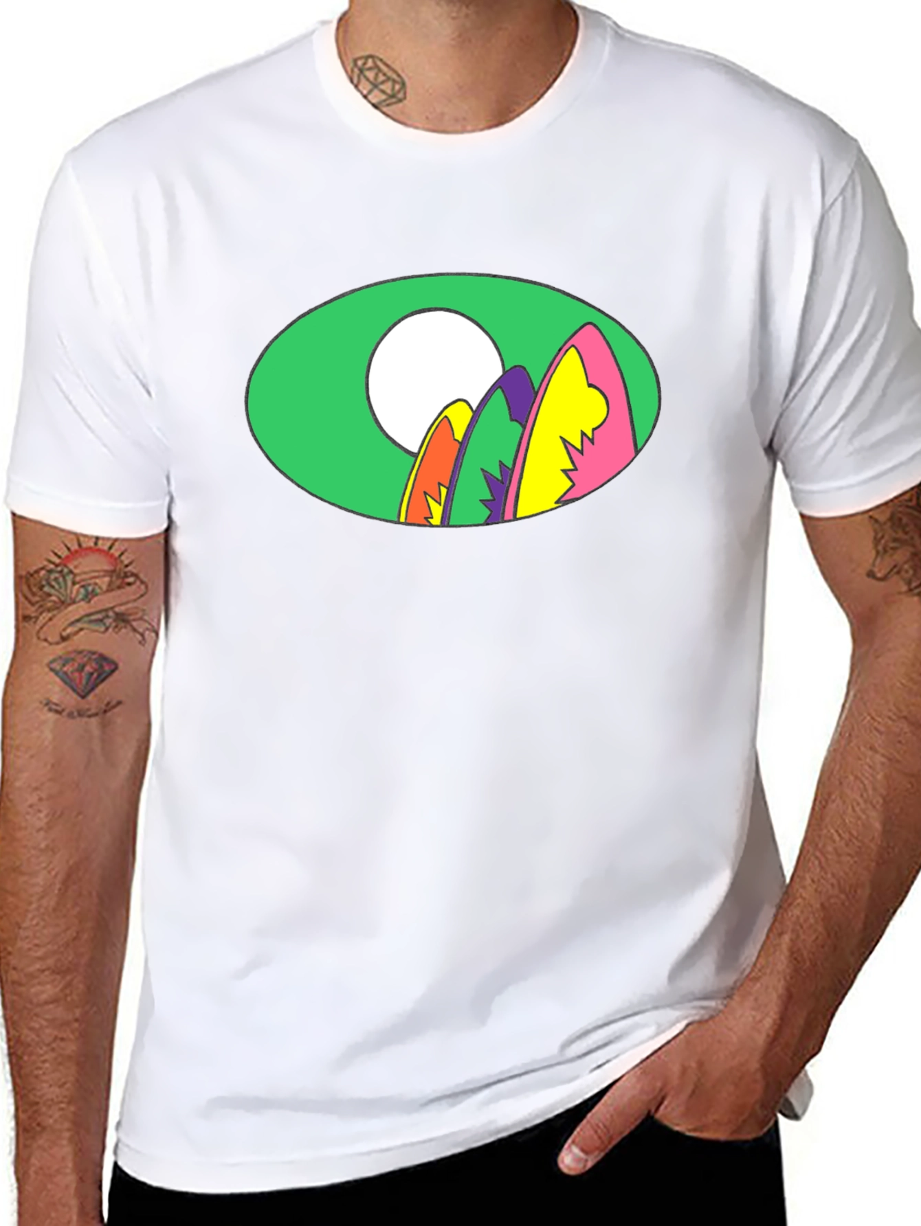 Retro Surfboard Graphic Tee - Black
